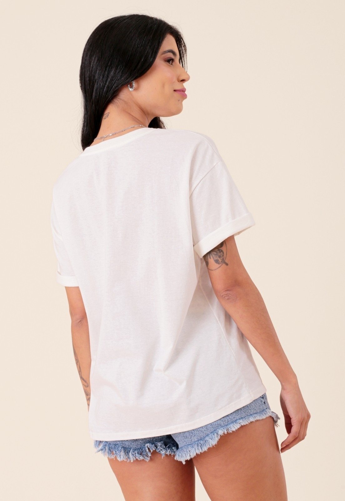 Vista 3 T-Shirt Pop Me Em Algodão Manga Curta Ciao Positano Off-White off-white white Pop Me off-white white