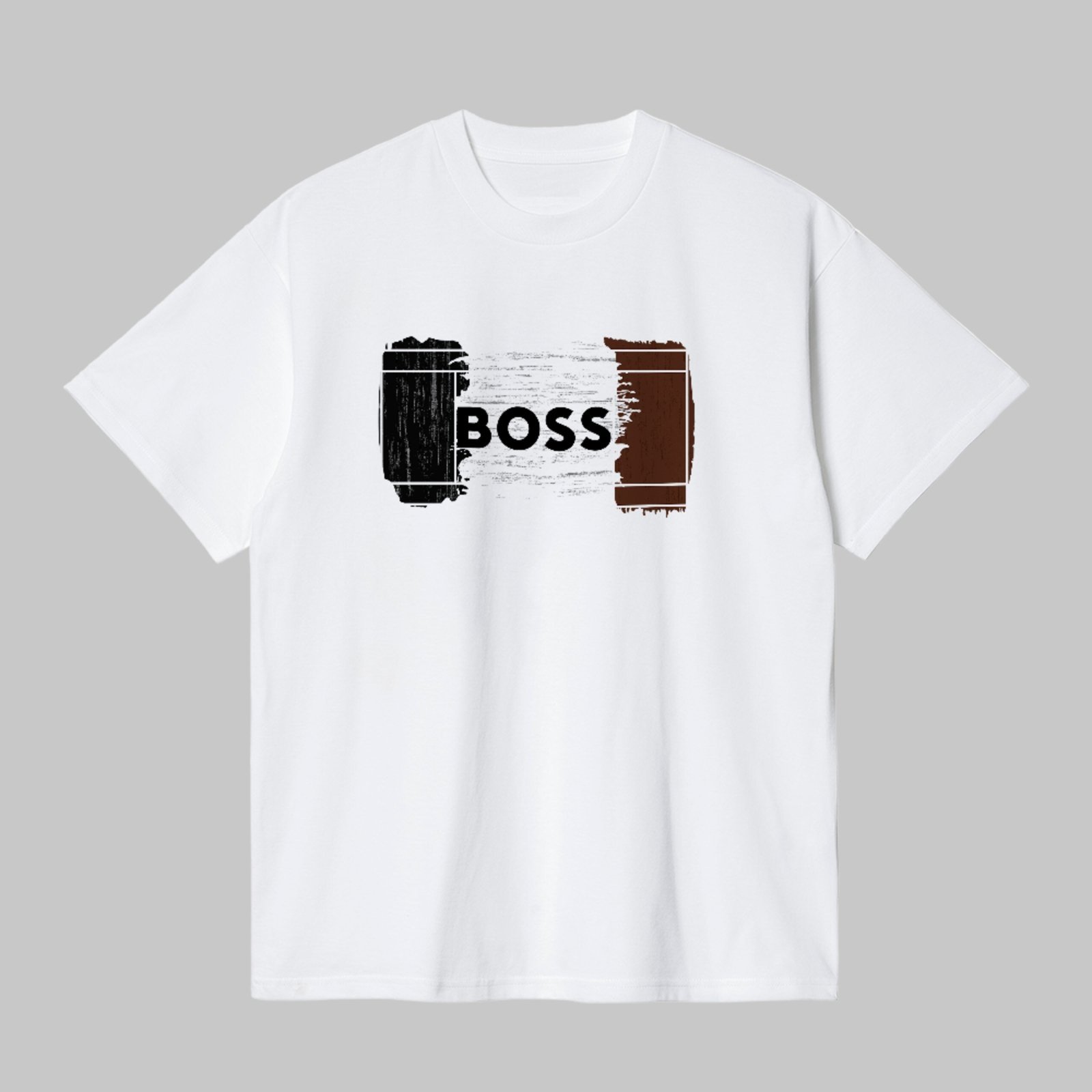 Camiseta Básica Estampa Boss Design Urbano Tricolor Fashion Branco