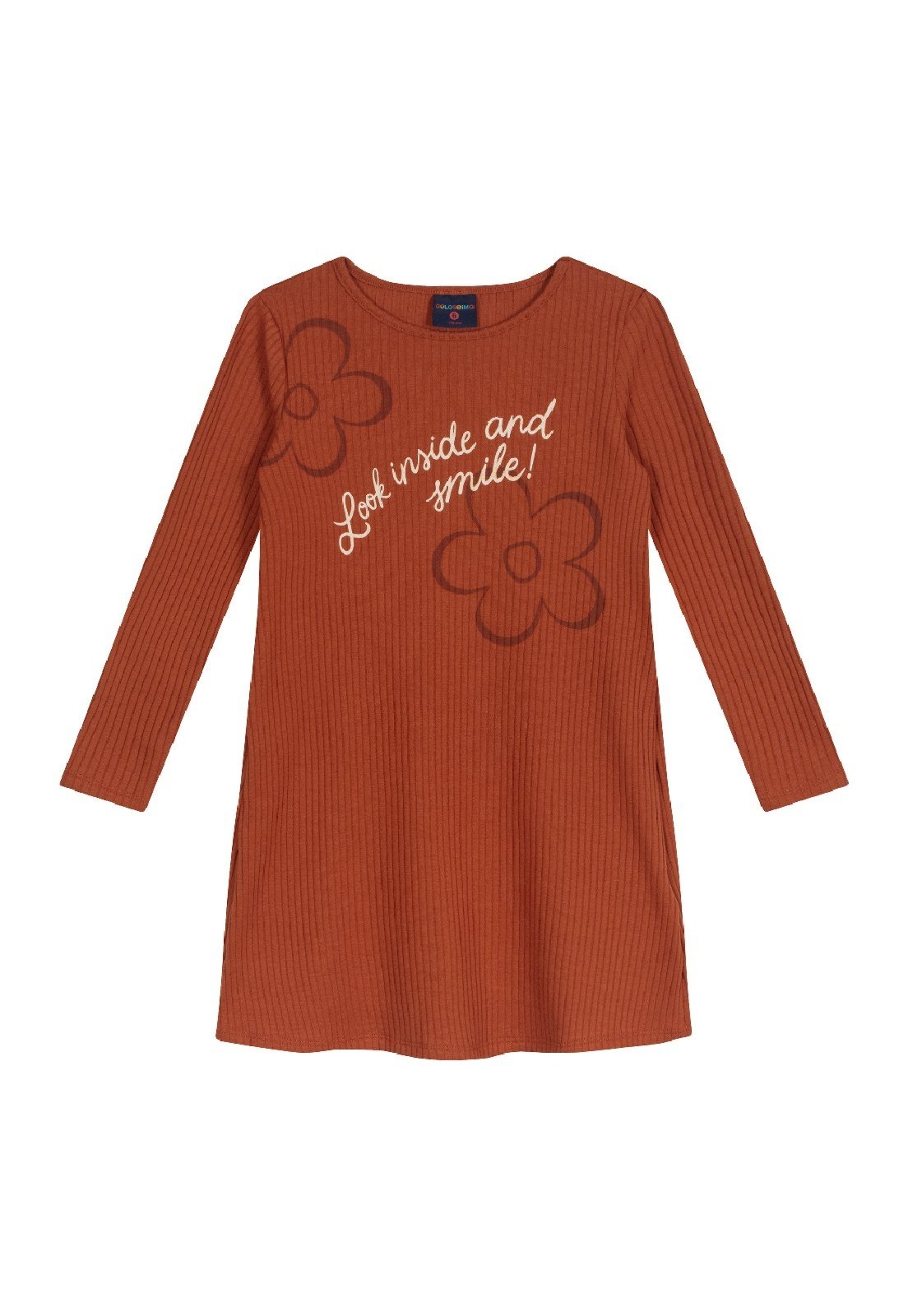 Infantil - Vestido em Ribana Canelada Guloseima Marrom