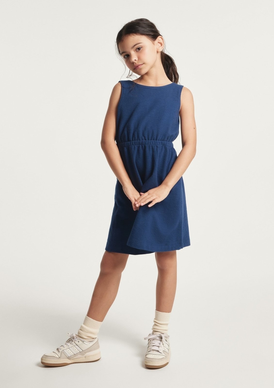Vista 2 Infantil - Vestido Curto Texturizado Hering azul marinho