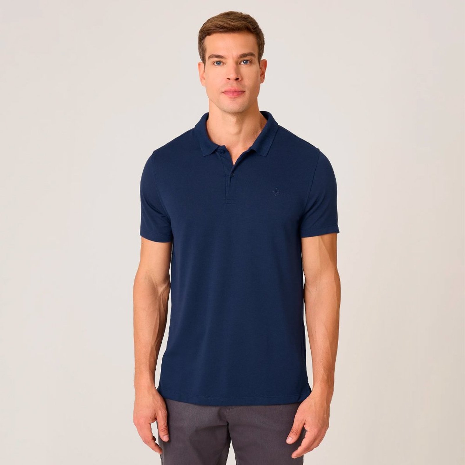 Camisa Polo Dudalina Malha Model Binada Pr27 Azul Masculino