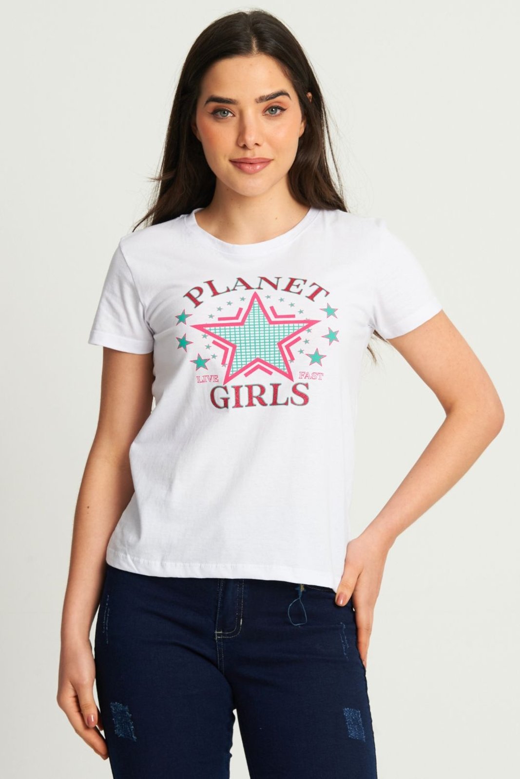 Camiseta Feminina Live Fast Planet Girls Branco