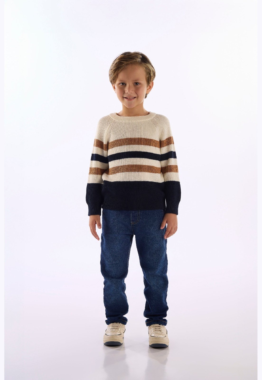 Infantil - Blusão Tricot Listrado Up Baby Marrom