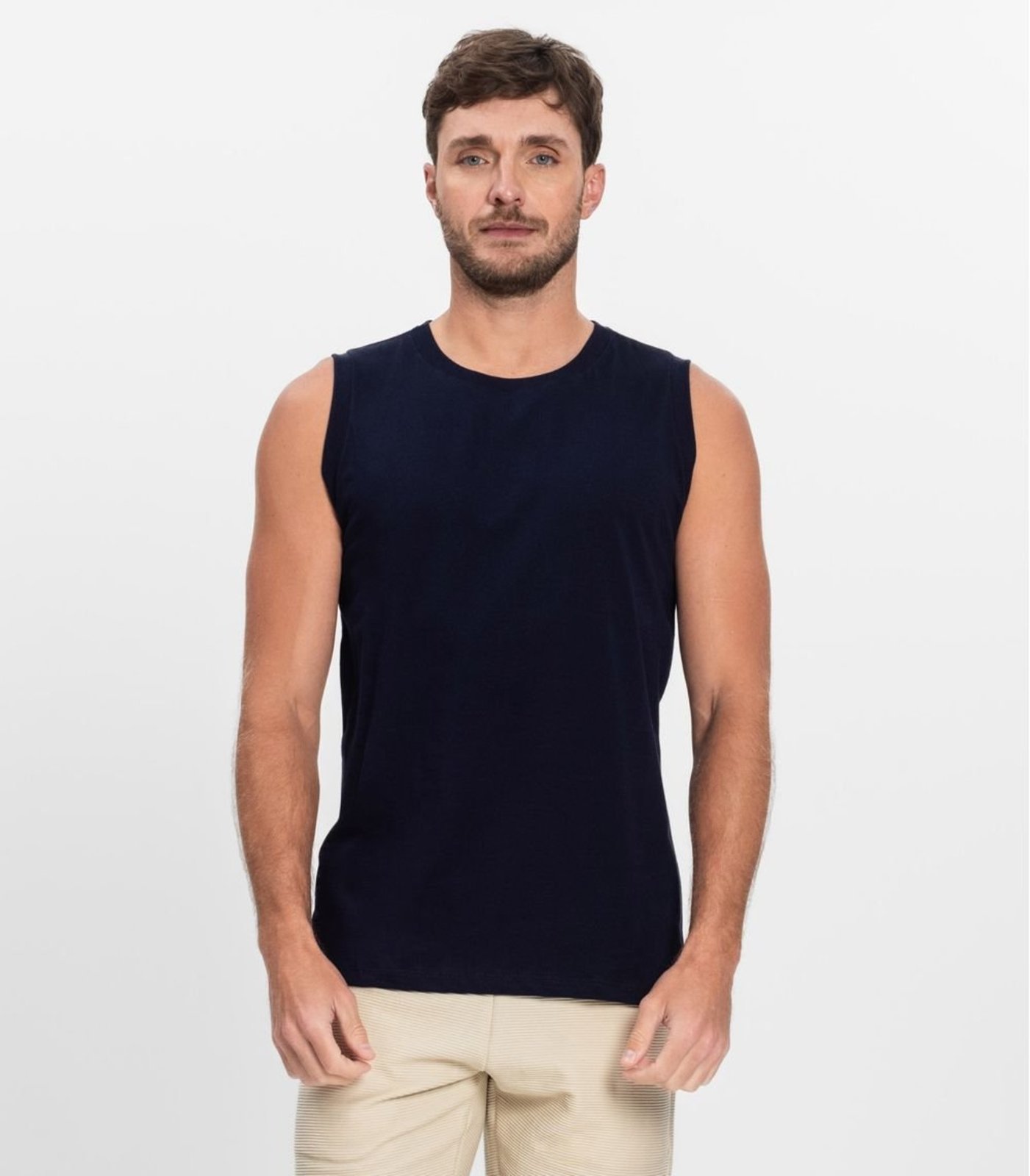 Vista 3 Regata Masculina Básica Meia Malha Diametro Diametro basicos azul Diametro basicos azul