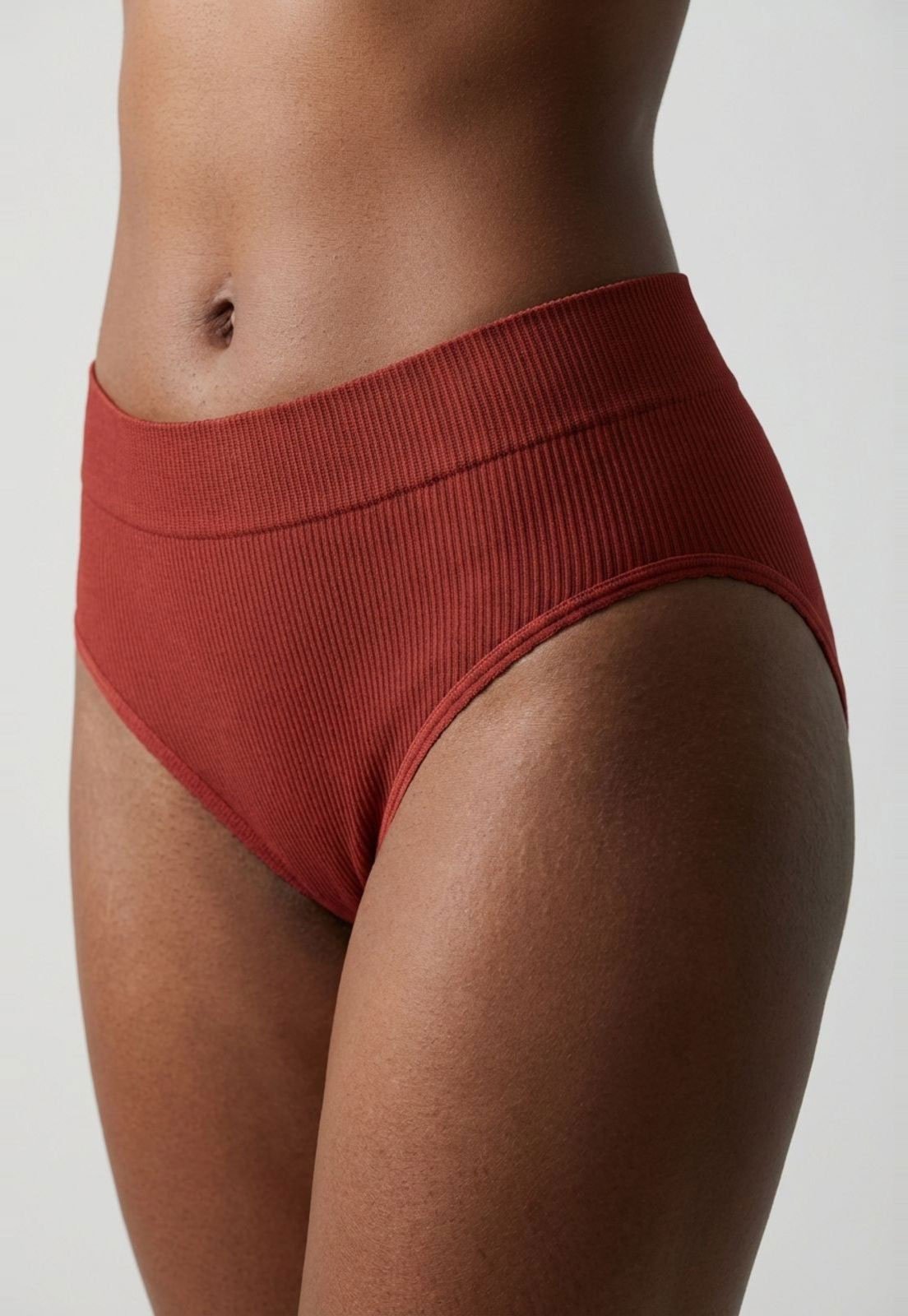 Vista 2 Calcinha Feminina Hope Laterais Largas Microfibra Canelada Vermelha vermelho Hope vermelho