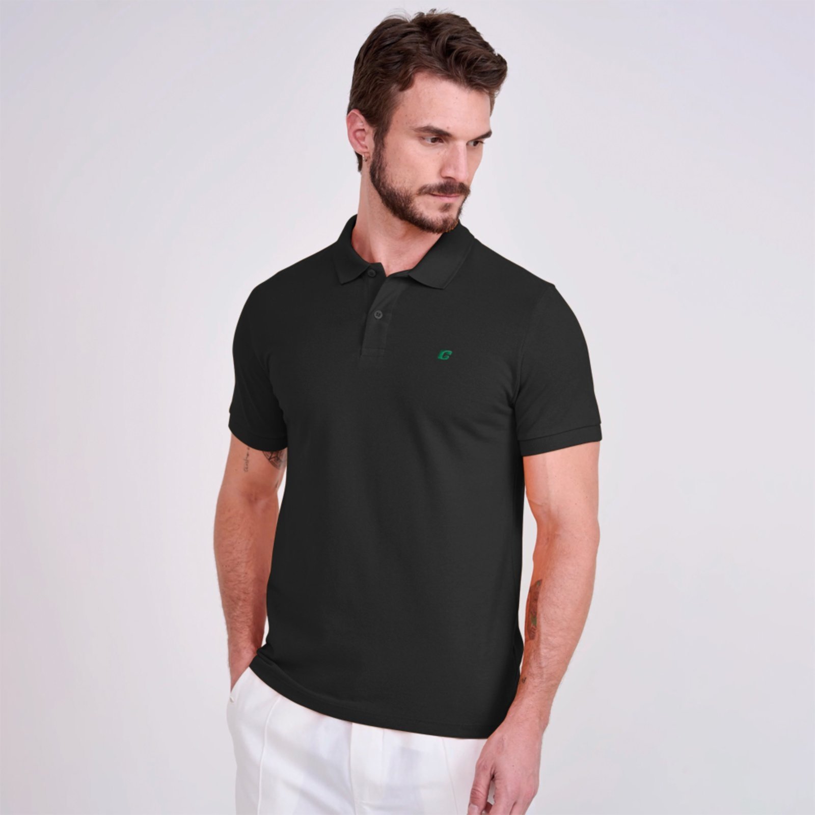 Vista 2 Camisa Polo Colcci Logo Ve26 Masculino preto Colcci preto
