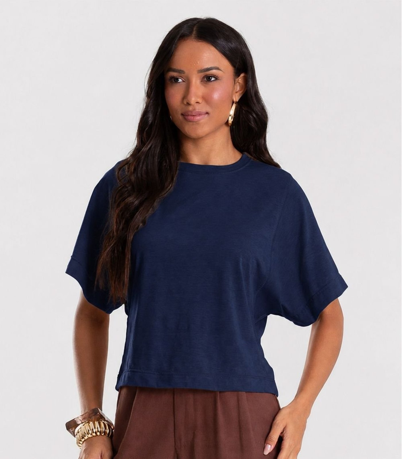 Blusa Feminina Com Mangas Amplas Infinita Cor Azul