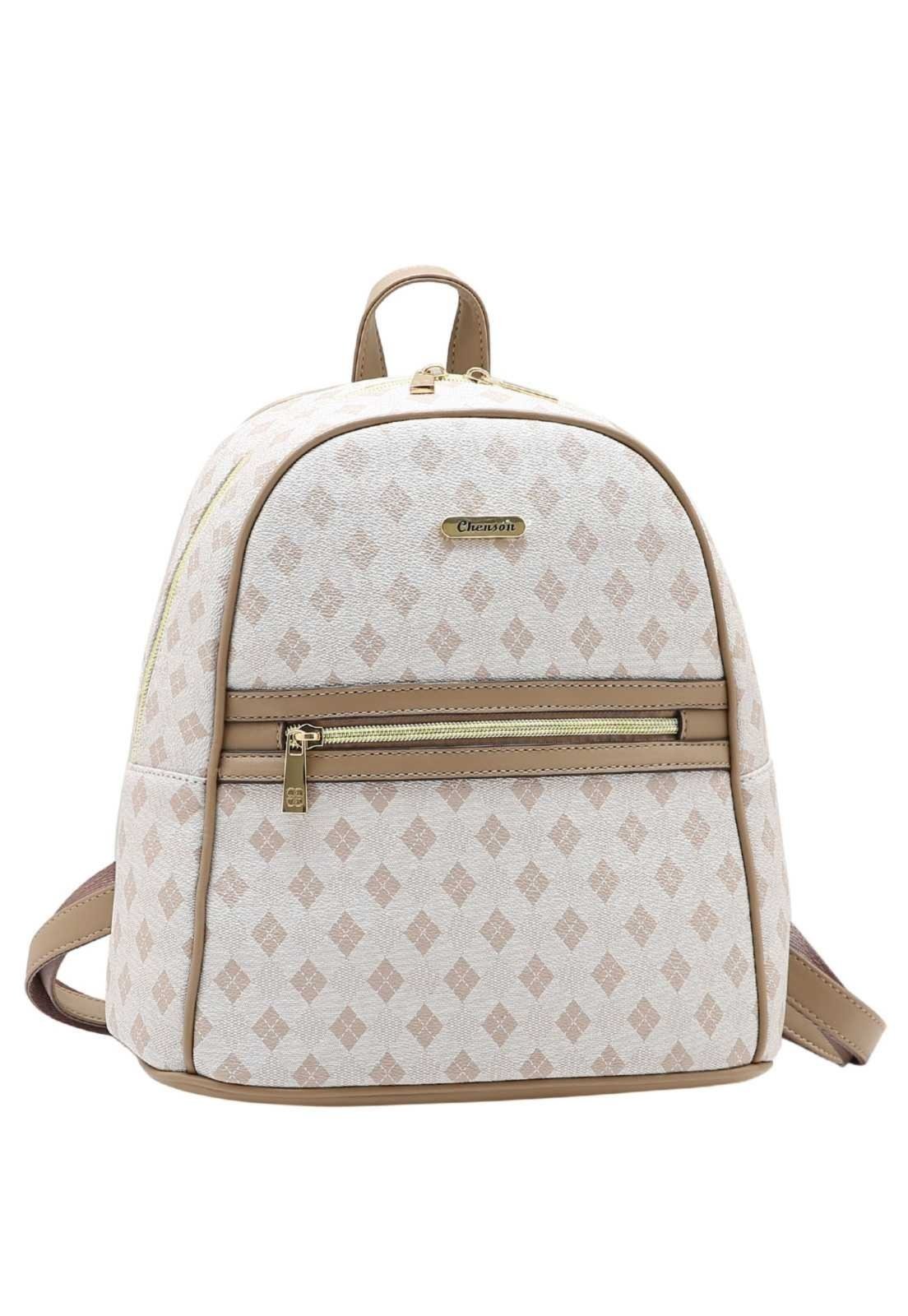 Mochila Feminina Chenson Triângulo Chic 8485897 Bege