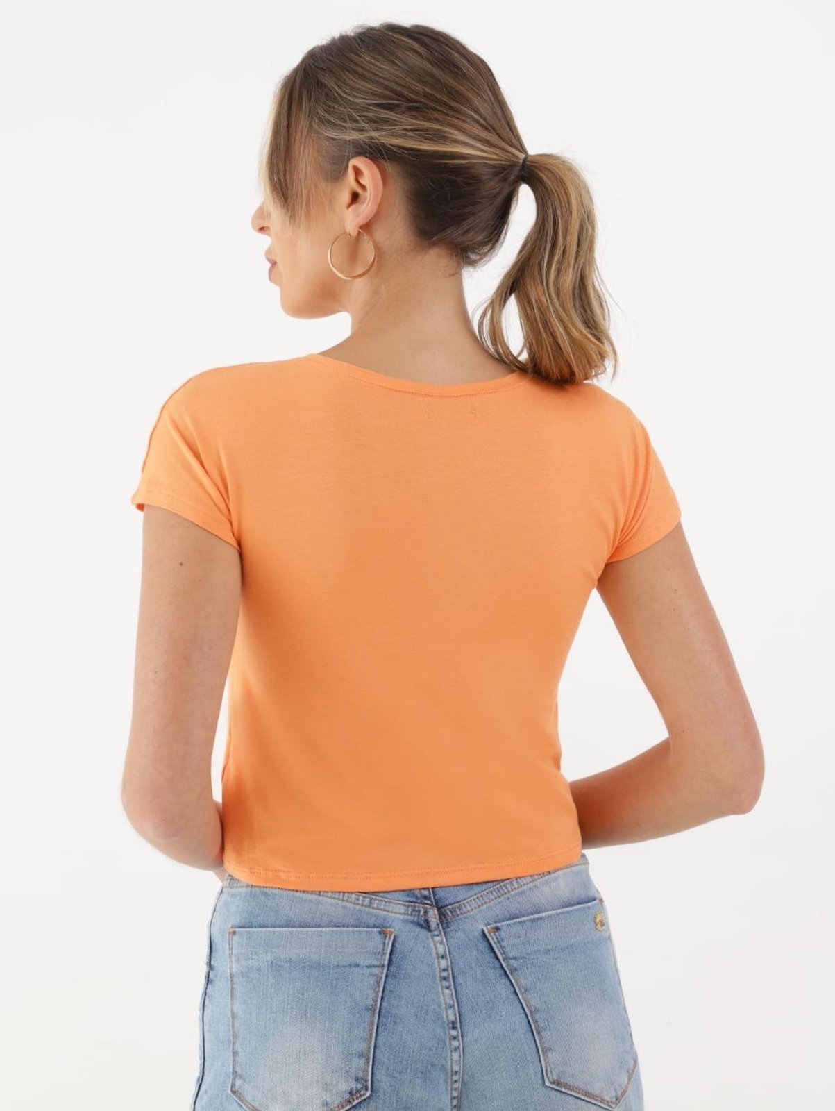 Vista 3 Blusa Manga Curta Autentique Feminina Laranja unico Autentique unico