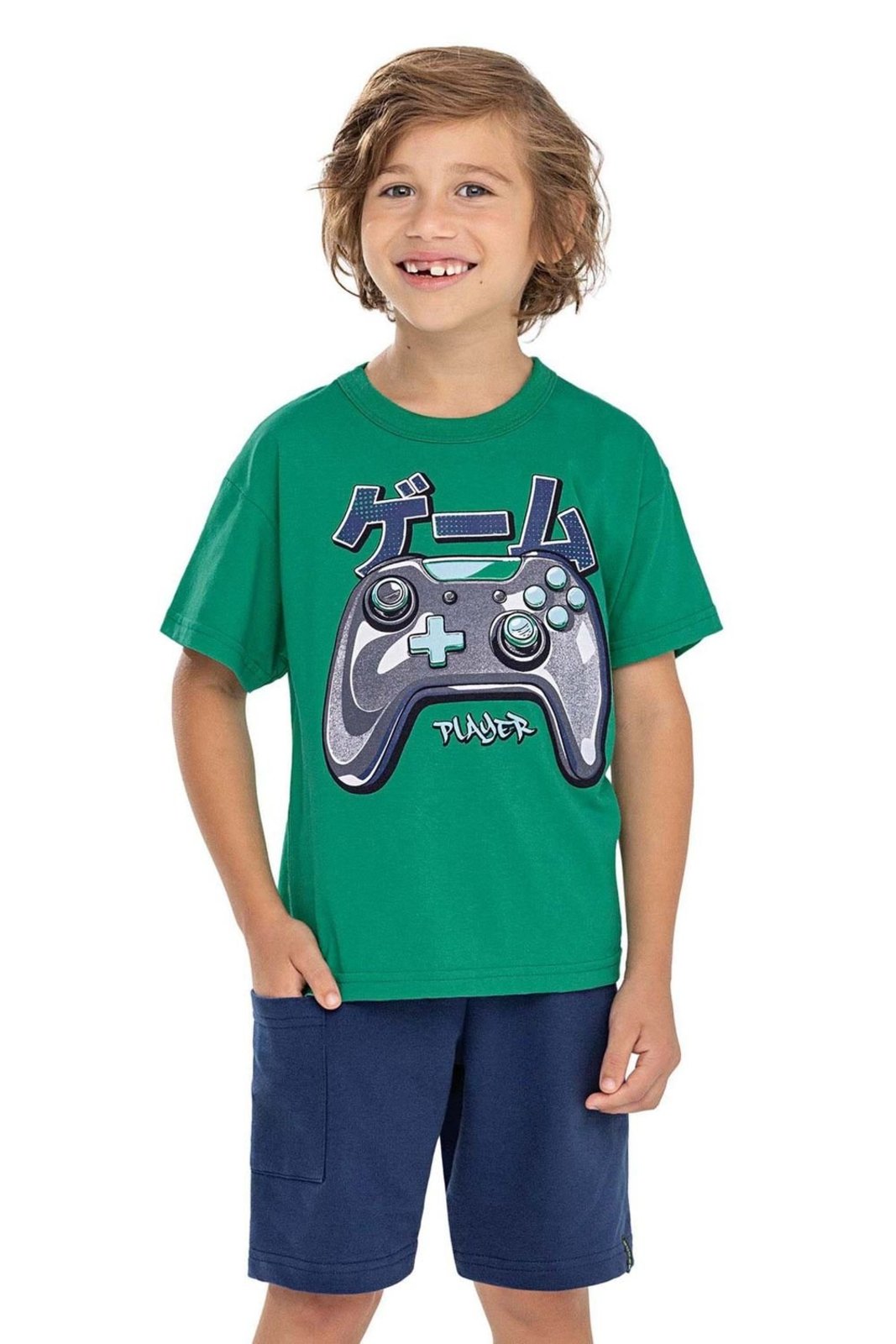 Infantil - Conjunto Menino Estampa Gamer Elian Verde