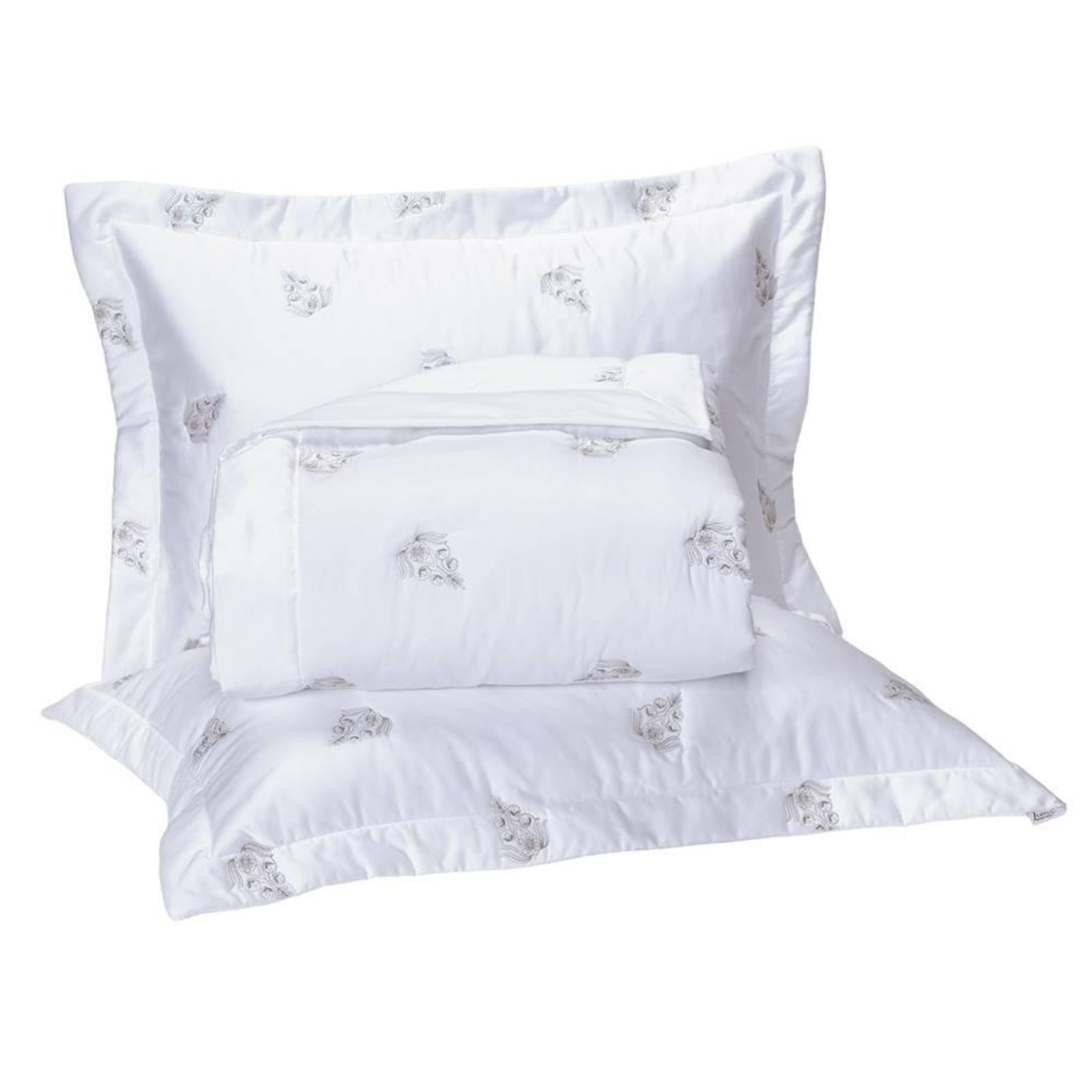 Cobre Leito Queen Percal 400 Fios 100% Algodão Bordado Imperial 3 Peças - Branco