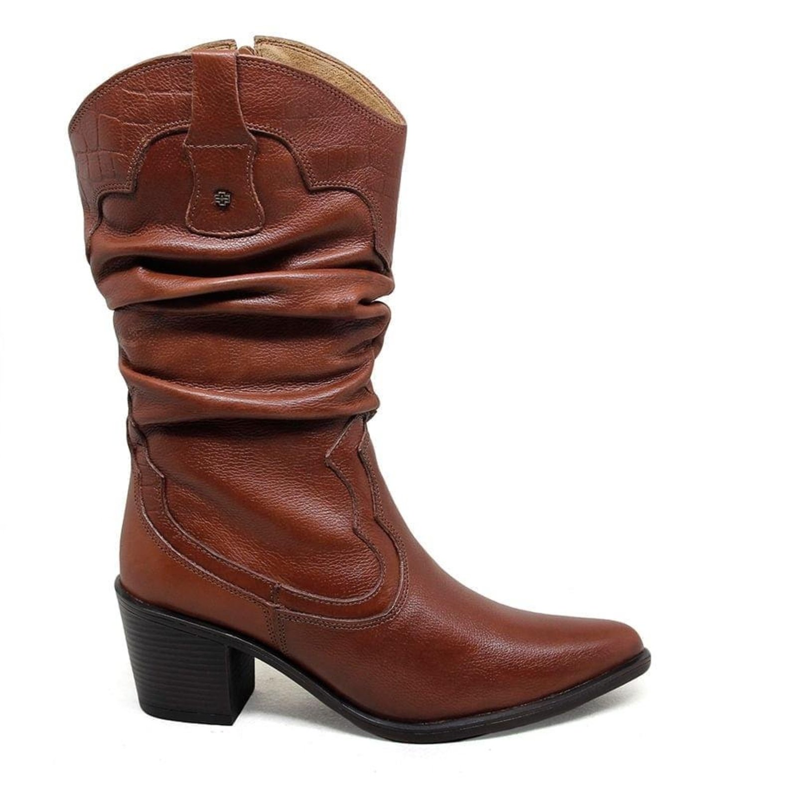 Bota Feminina NWE003 Couro Mogno Incolor