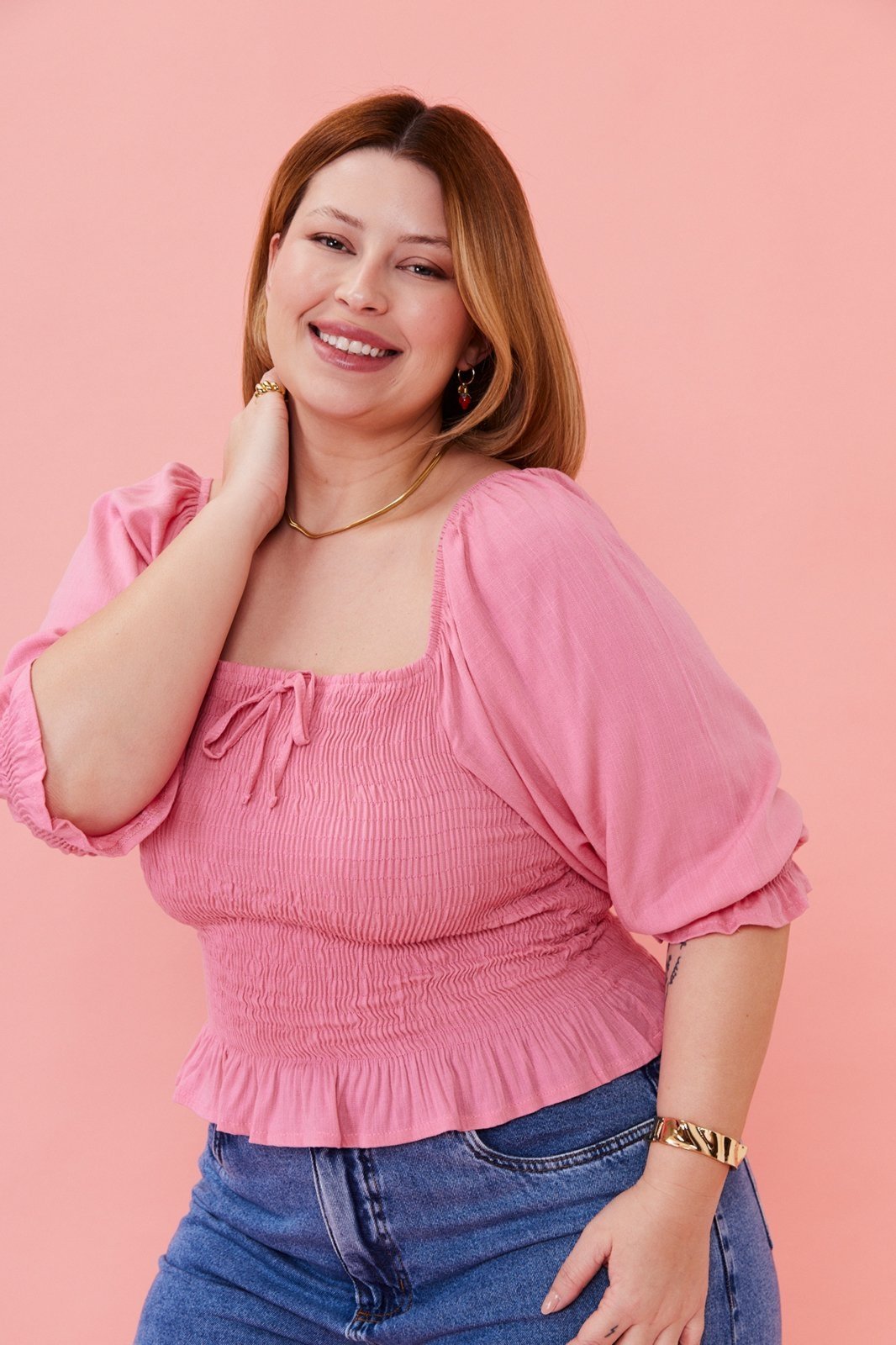 Vista 3 Blusa In Love Manuela rosa In Love rosa