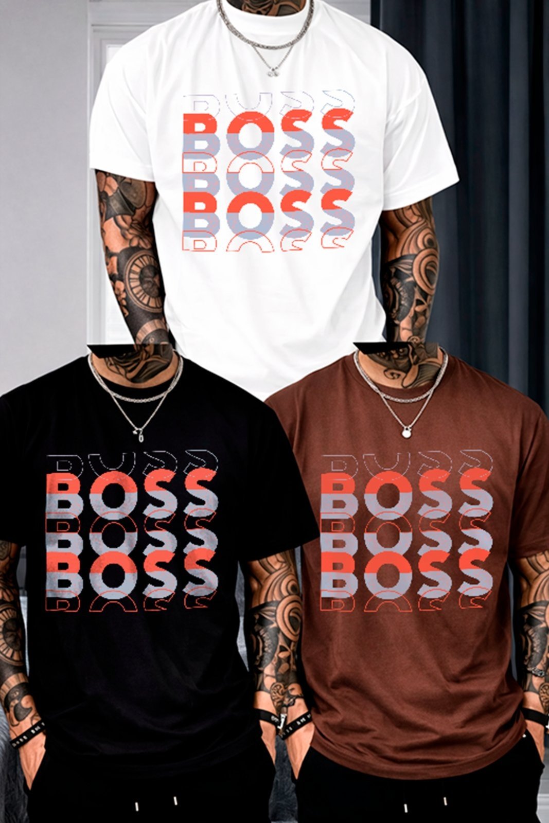 Kit 3 Camisetas Oversized Boss Street Trend Premium