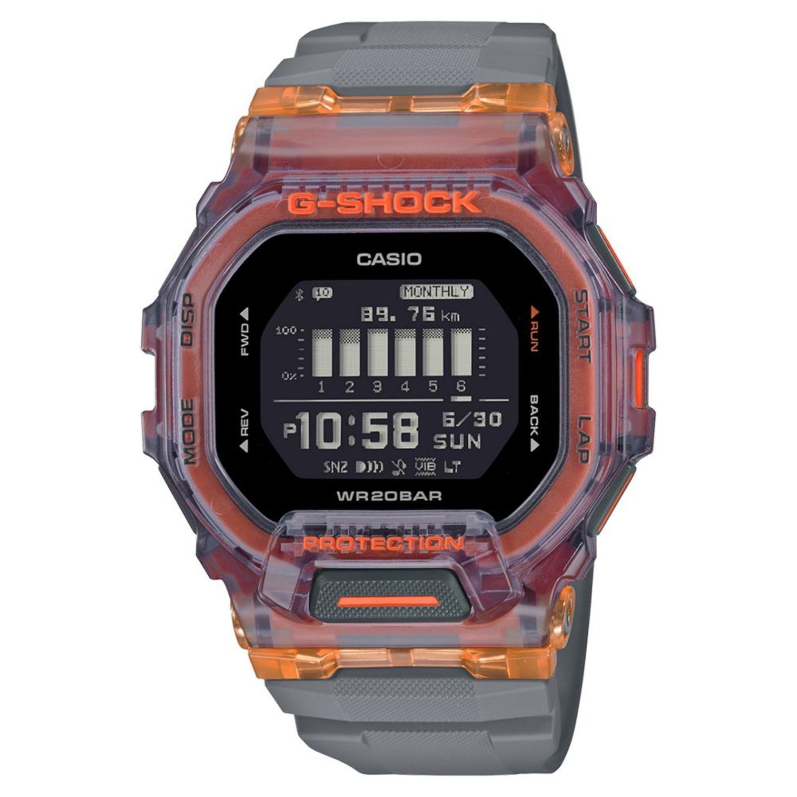 Vista 2 Relógio G-Shock GBD-200SM-1A5DR Laranja cinza G-SHOCK cinza