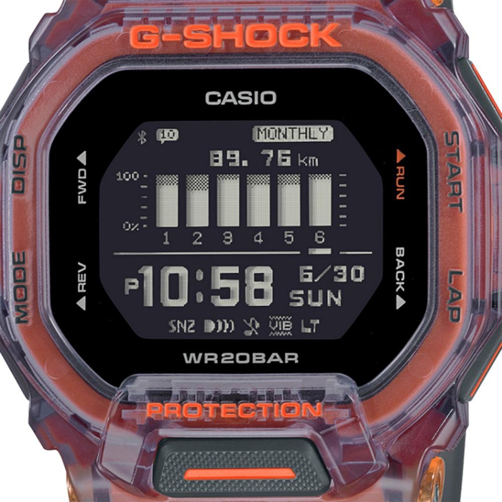 Vista 3 Relógio G-Shock GBD-200SM-1A5DR Laranja cinza G-SHOCK cinza