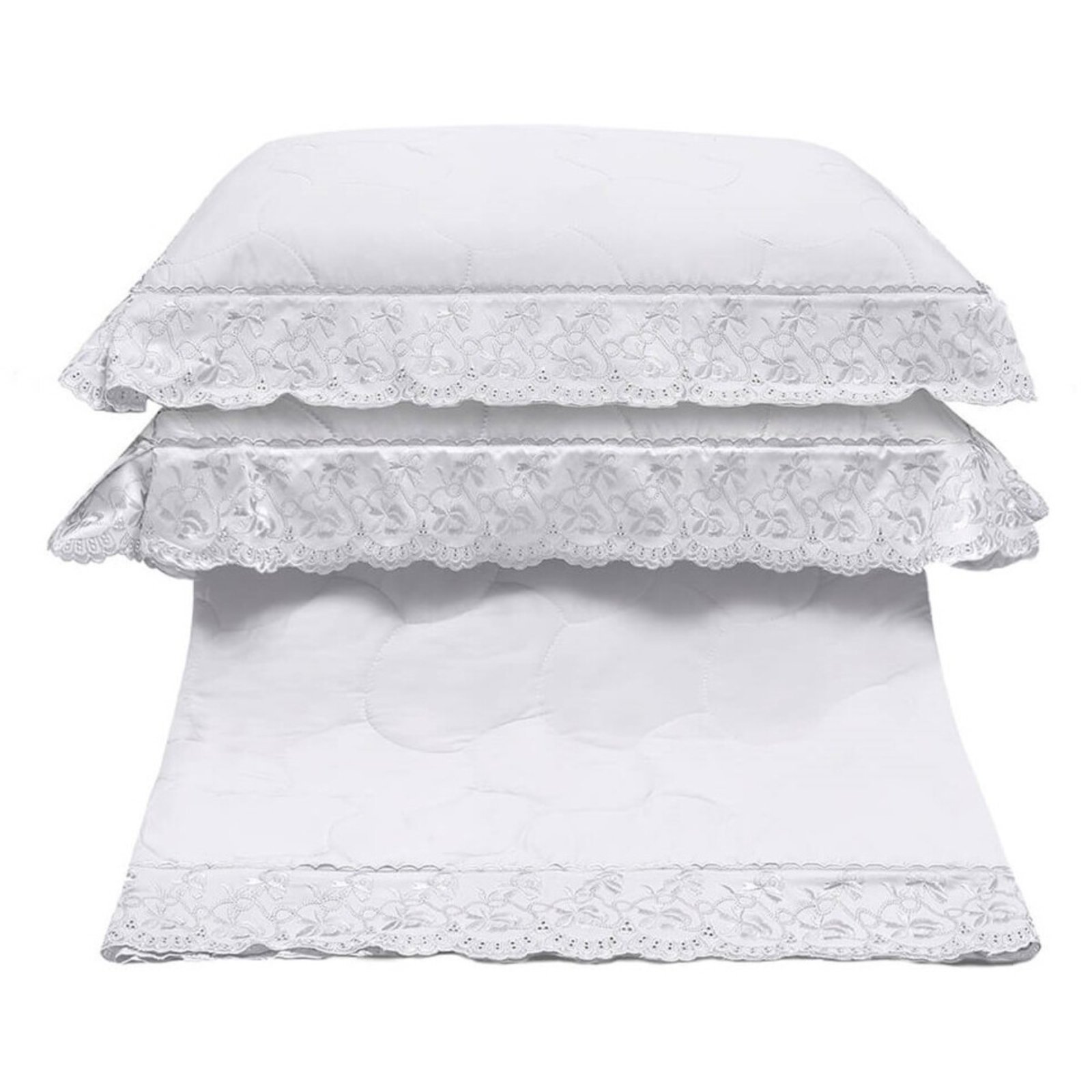Kit Colcha Queen Buettner Renda Naira 3 Peças Branca