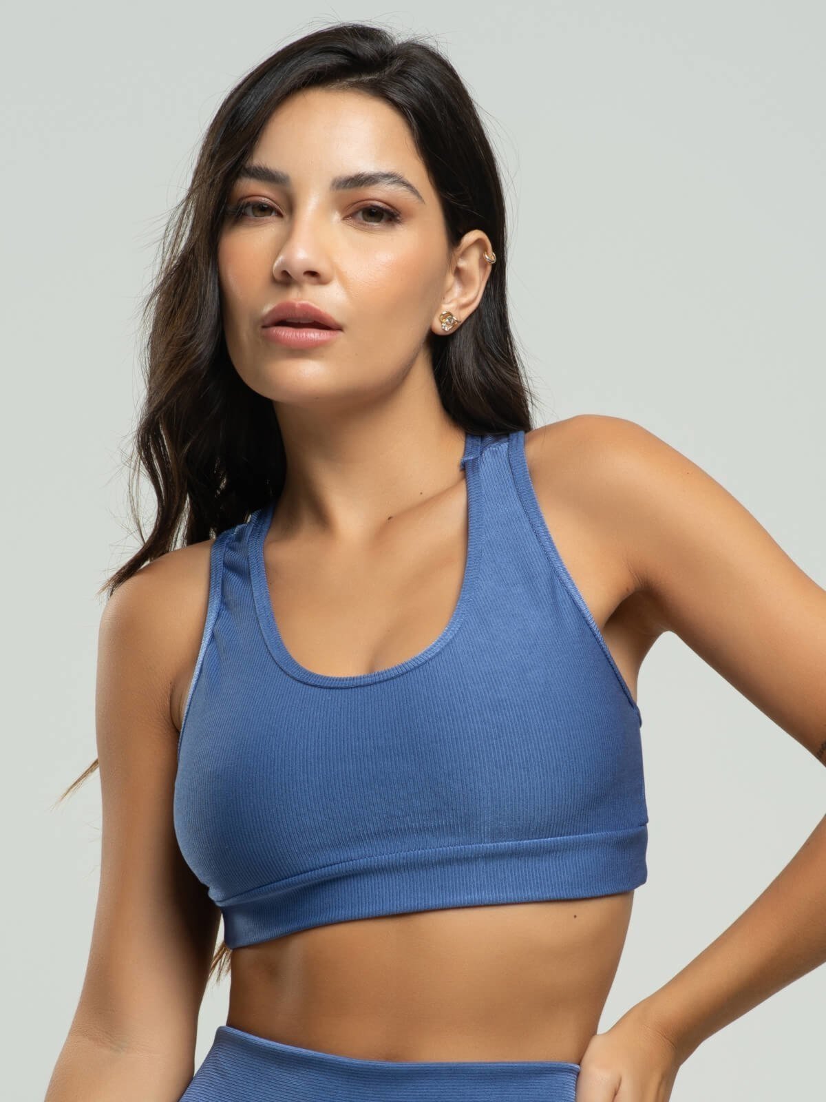 Top Nadador Feminino Suplex Moda Fitness Vicbela Azul