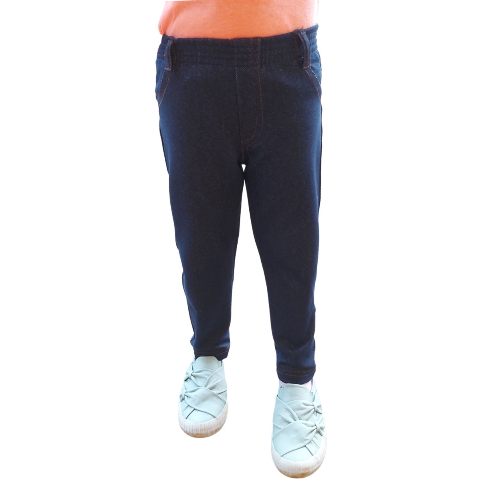 Infantil - Calça Legging Em Malha Jeans Feminina Azul Marinho Aliarthe
