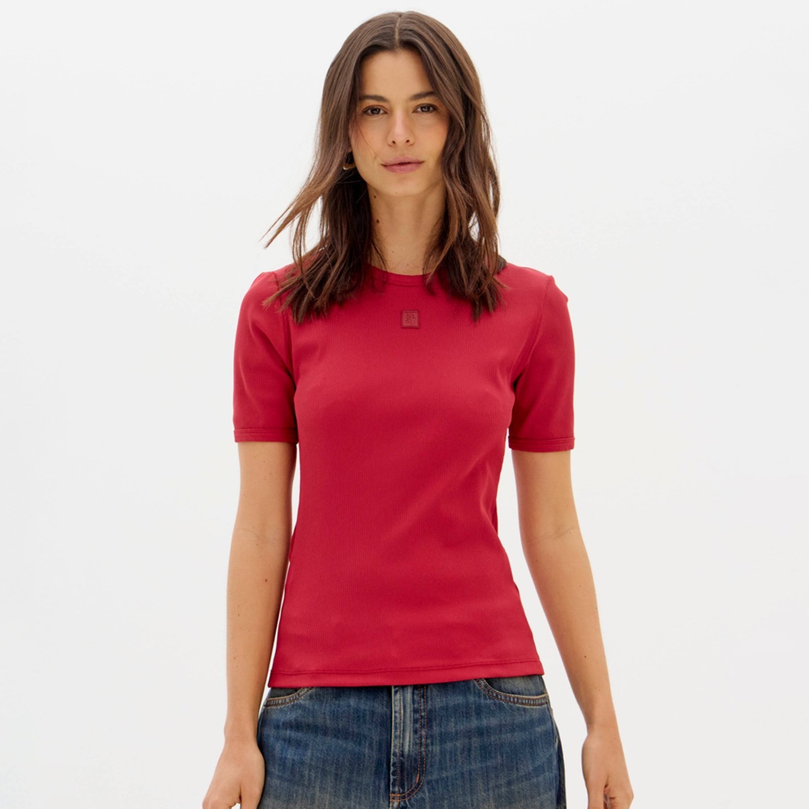 Vista 2 Blusa Easy Lança Perfume Canelada Ou26 Feminino vermelho Easy Lança perfume vermelho
