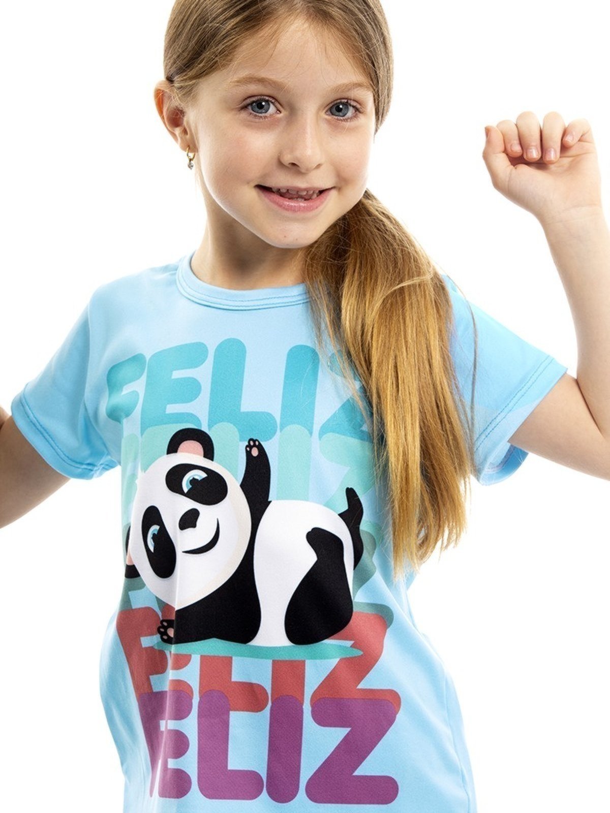 Vista 3 Pijama de Verão Menina Peach Touch Magicamente Panda Feliz Magicamente Kids azul Magicamente Kids azul