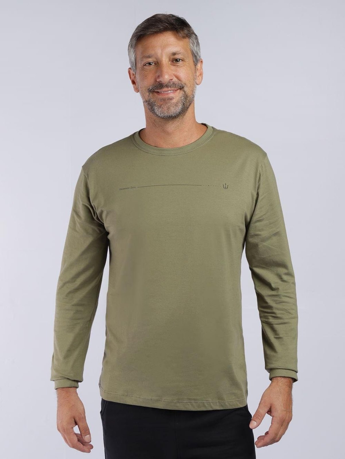 Camiseta Manga Longa Estampada Masculina VERDE