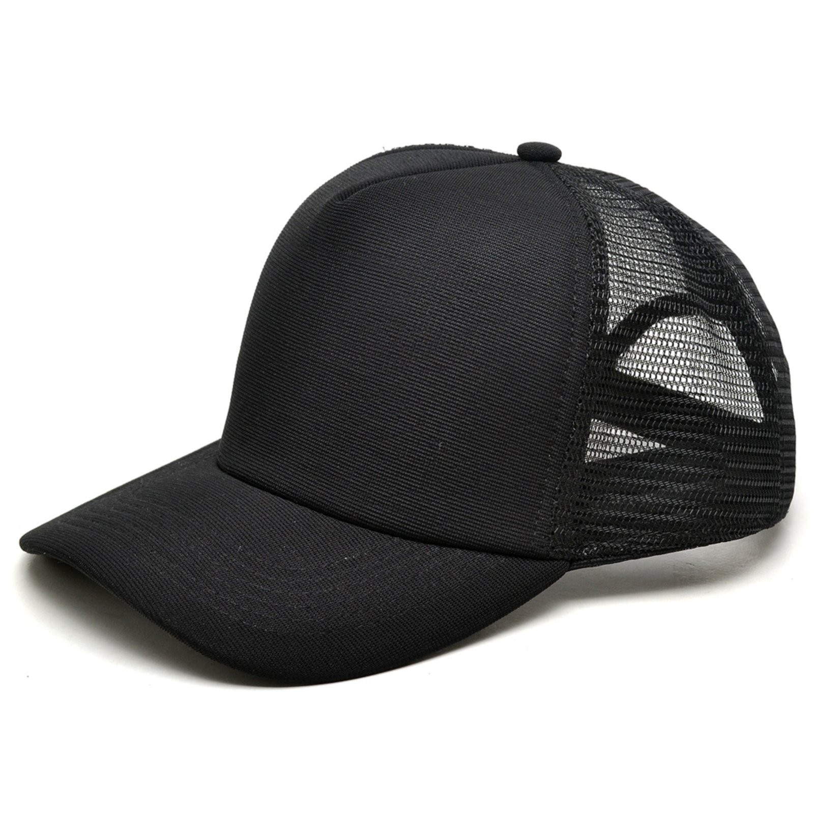 Boné Trucker Aba Curva Telinha Liso Preto