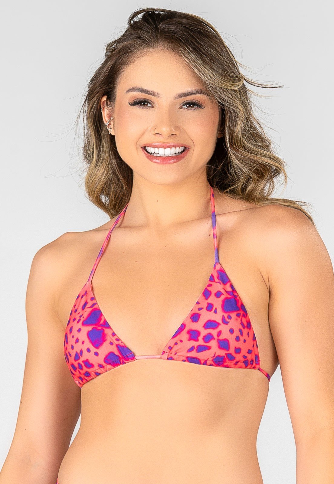 Biquíni Top Summer Soul Com Bojo Cortininha Animal Laranja