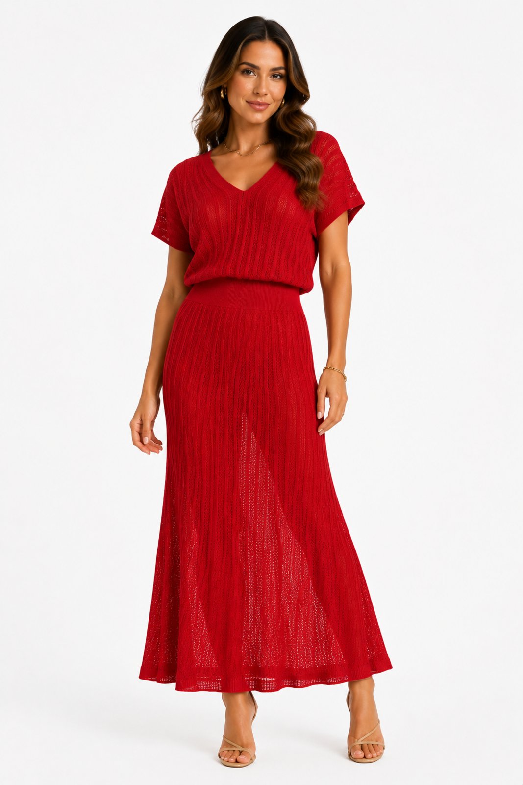 Conjunto D Bell Outlet Fashion Tricot Vermelho