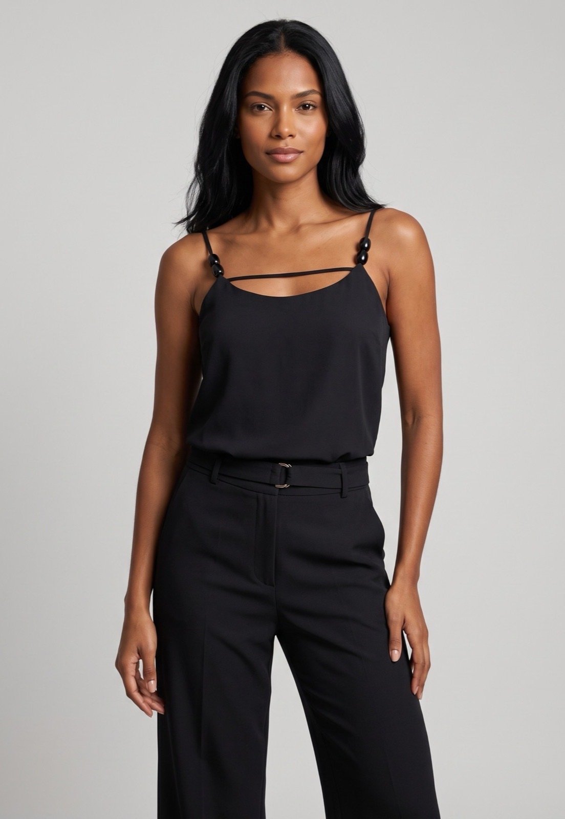 Blusa Feminina Lez a Lez Alças Finas Preta