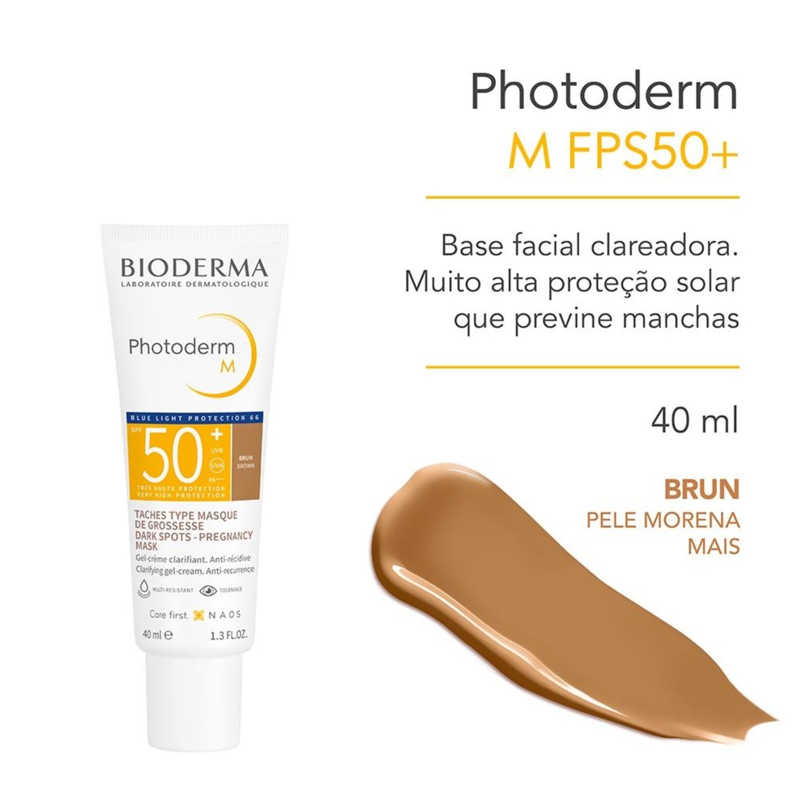 Vista 3 Bioderma Photoderm M Brun Protetor Solar Facial Matte FPS50+ 40ml incolor brun BIODERMA incolor brun