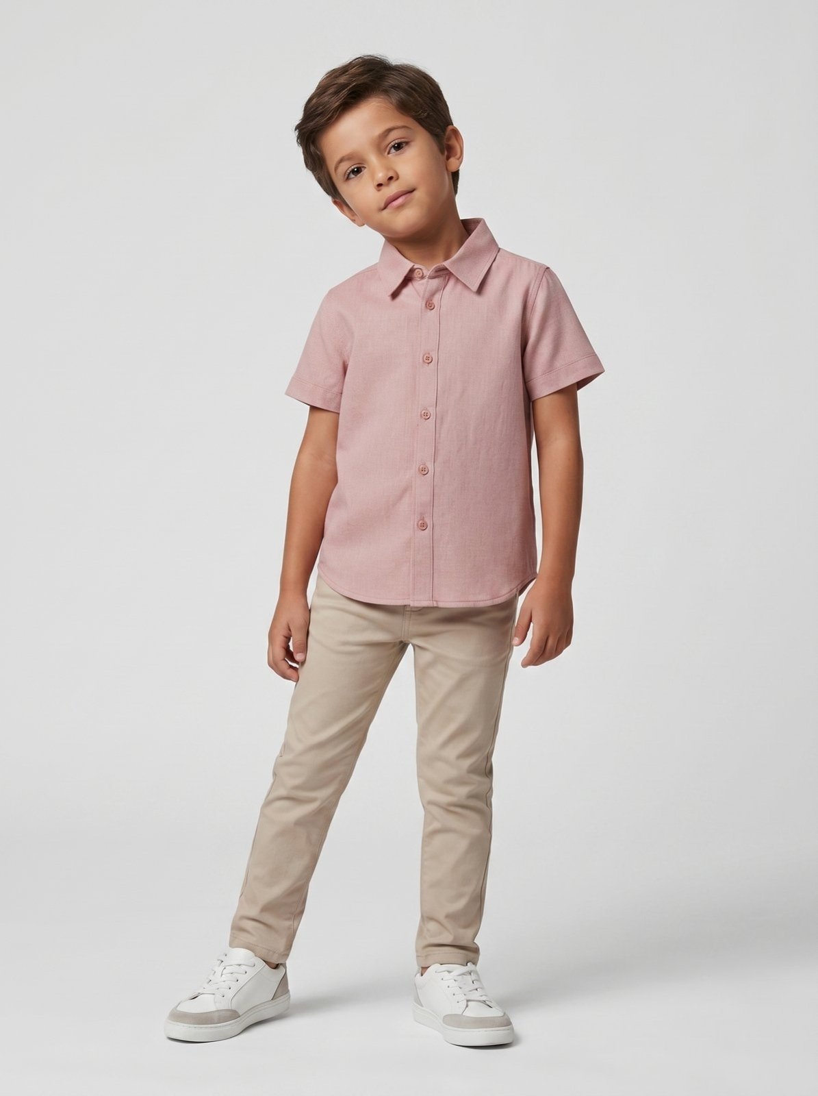 Vista 2 Infantil - Camisa Manga Curta Algodão - Tangerina - 06 Traymon coral Traymon coral