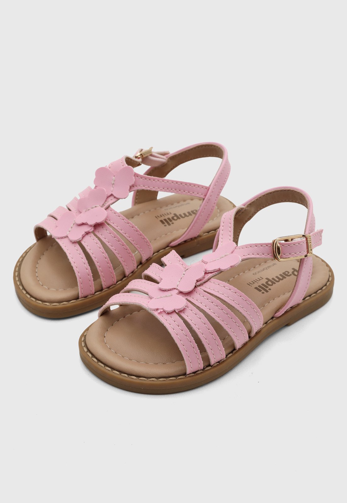 Infantil - Sandália Pampili Tiras Detalhe Borboleta Rosa