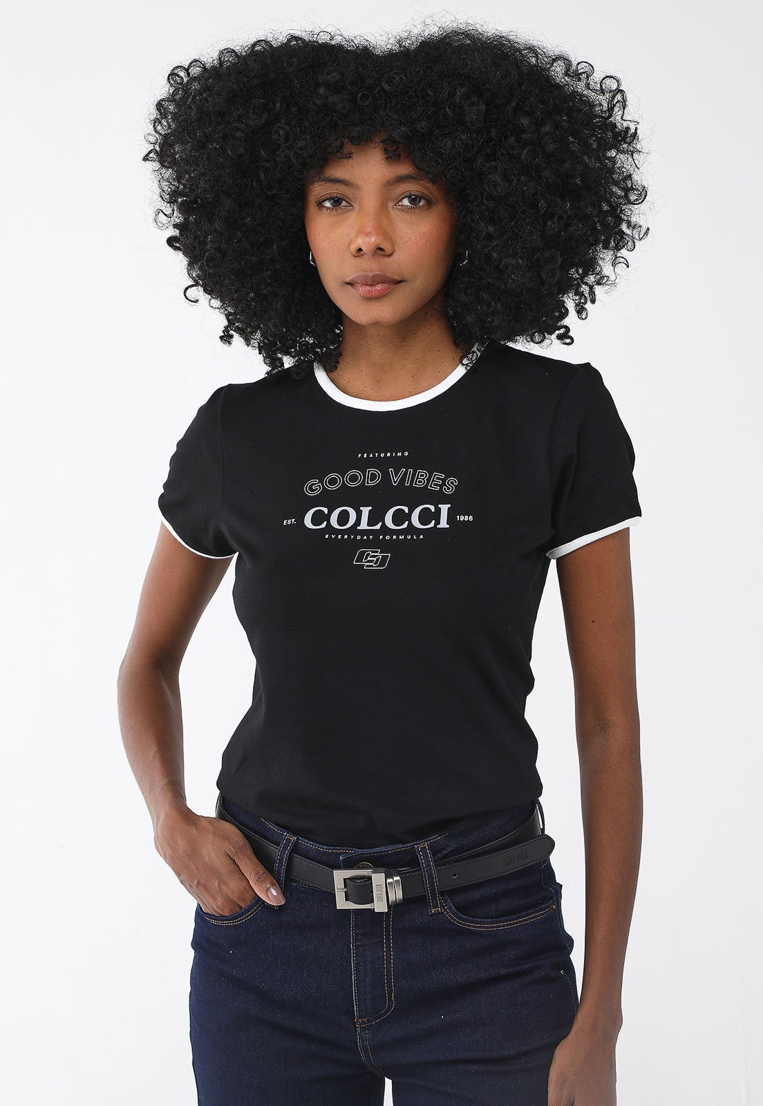 Camiseta Colcci Slim Good Vibe Preta