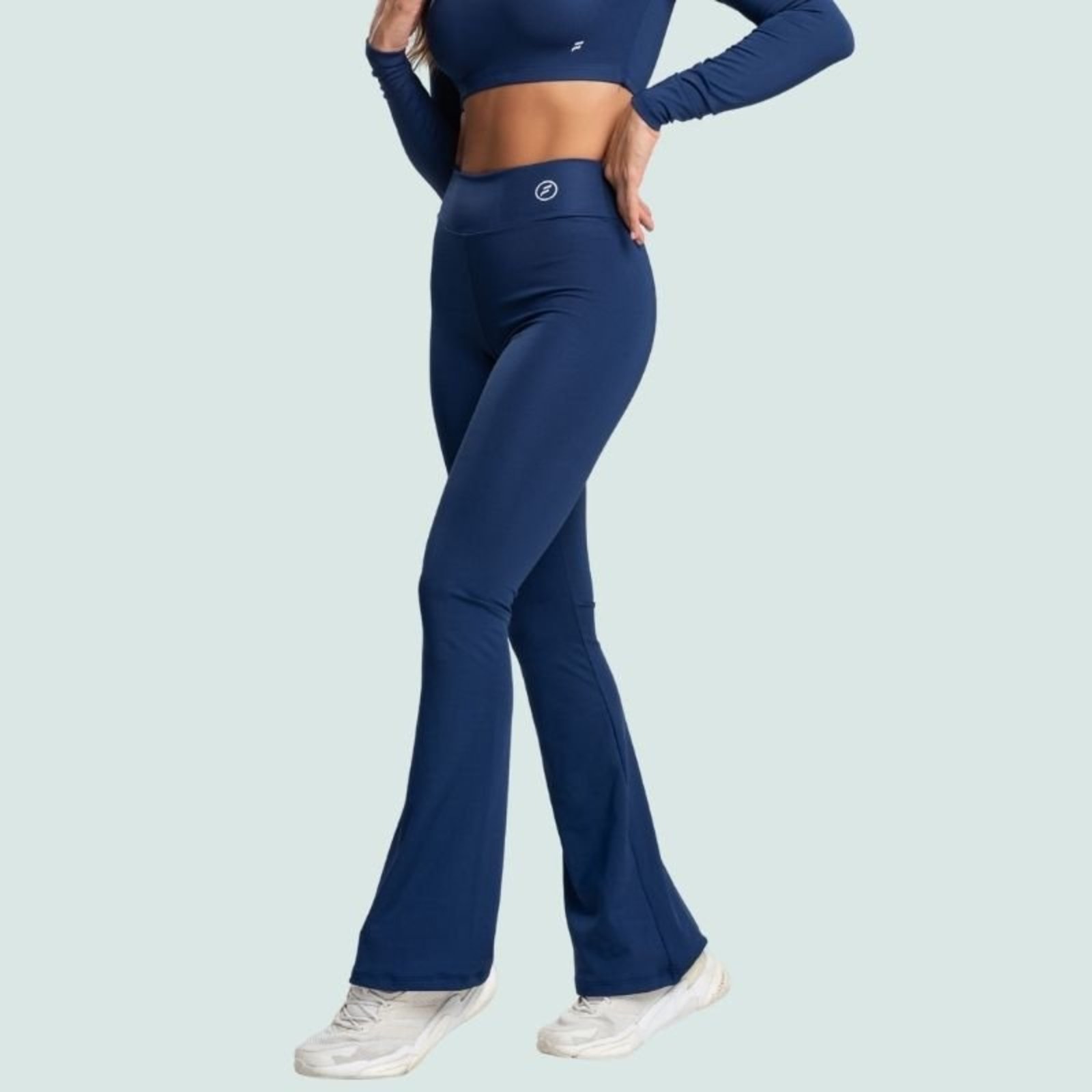 Legging Fit One Flare Bailarina Suplex Cós Alto Zero Transparência Azul Marinho