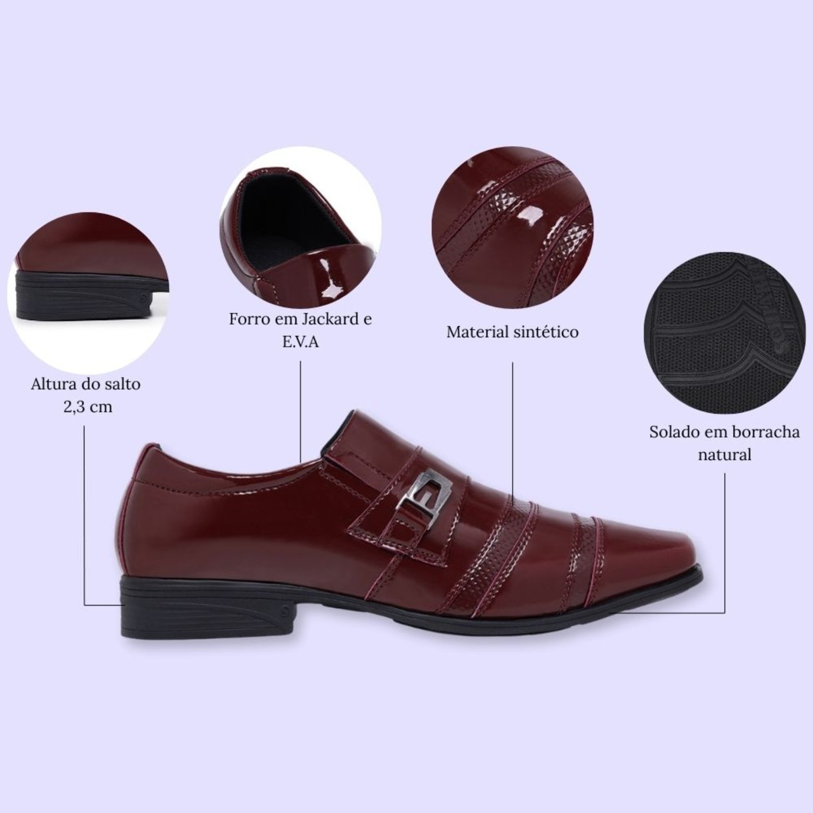 Vista 3 Kit Sapato Social Masculino Cinto e Carteira Festa Casamento Noivado Schiareli 803 vermelho Schiareli vermelho