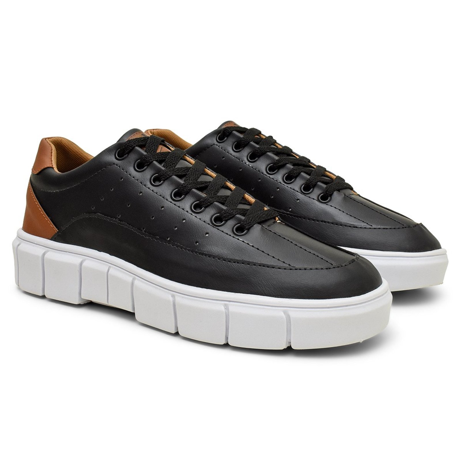 Sapato Tenis Masculino Sola Alta 5CM Oversize Flat Preto
