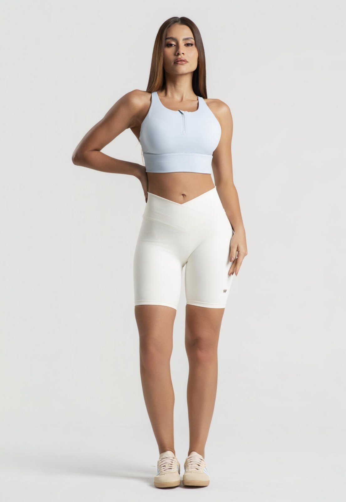 Top Fitness Alças Cruzadas Com Zíper E Bojo Poliamida Azul Wemood Tp022-017 Azul