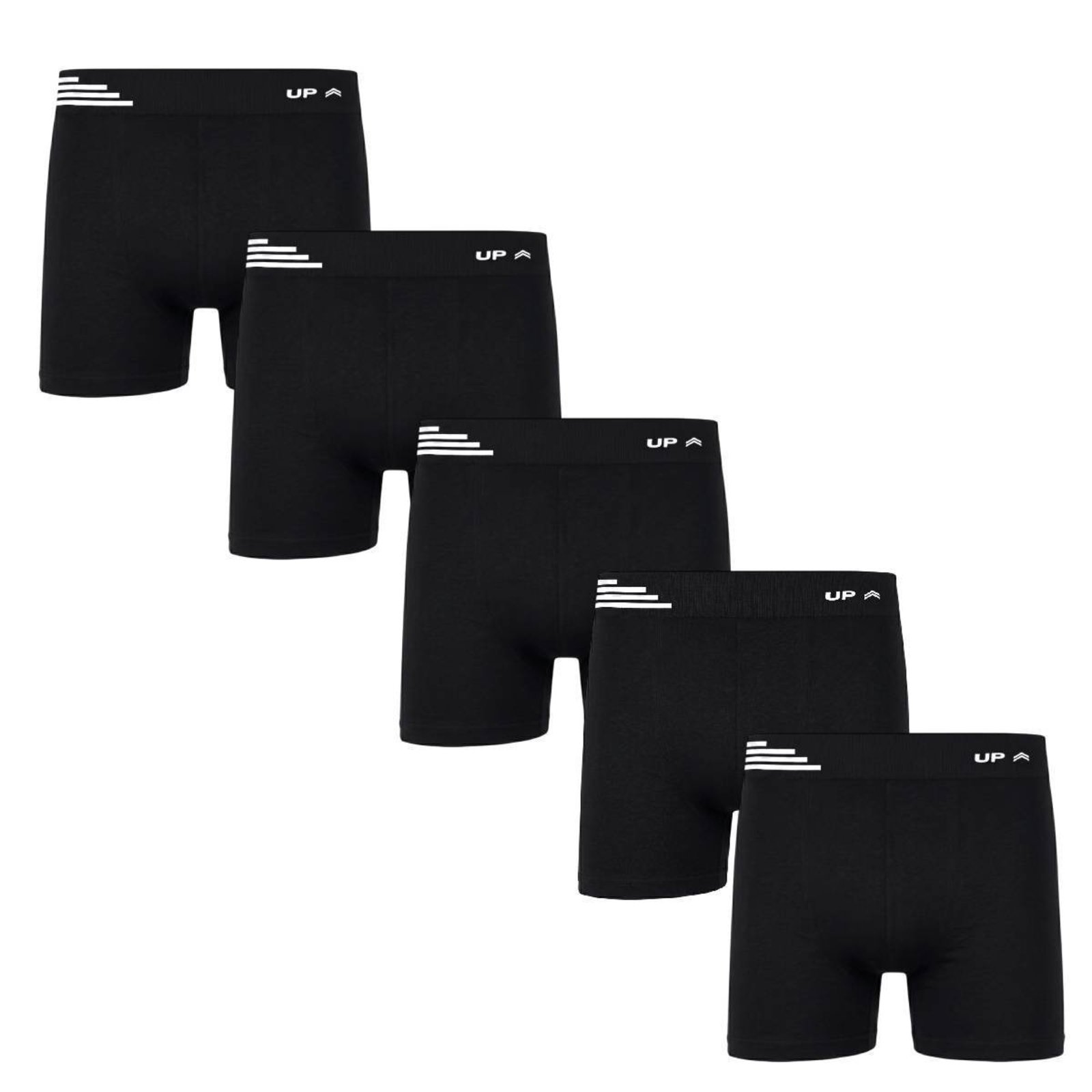Kit 5 Cuecas Boxer UP Underwear Sem Costura Microfibra Preto