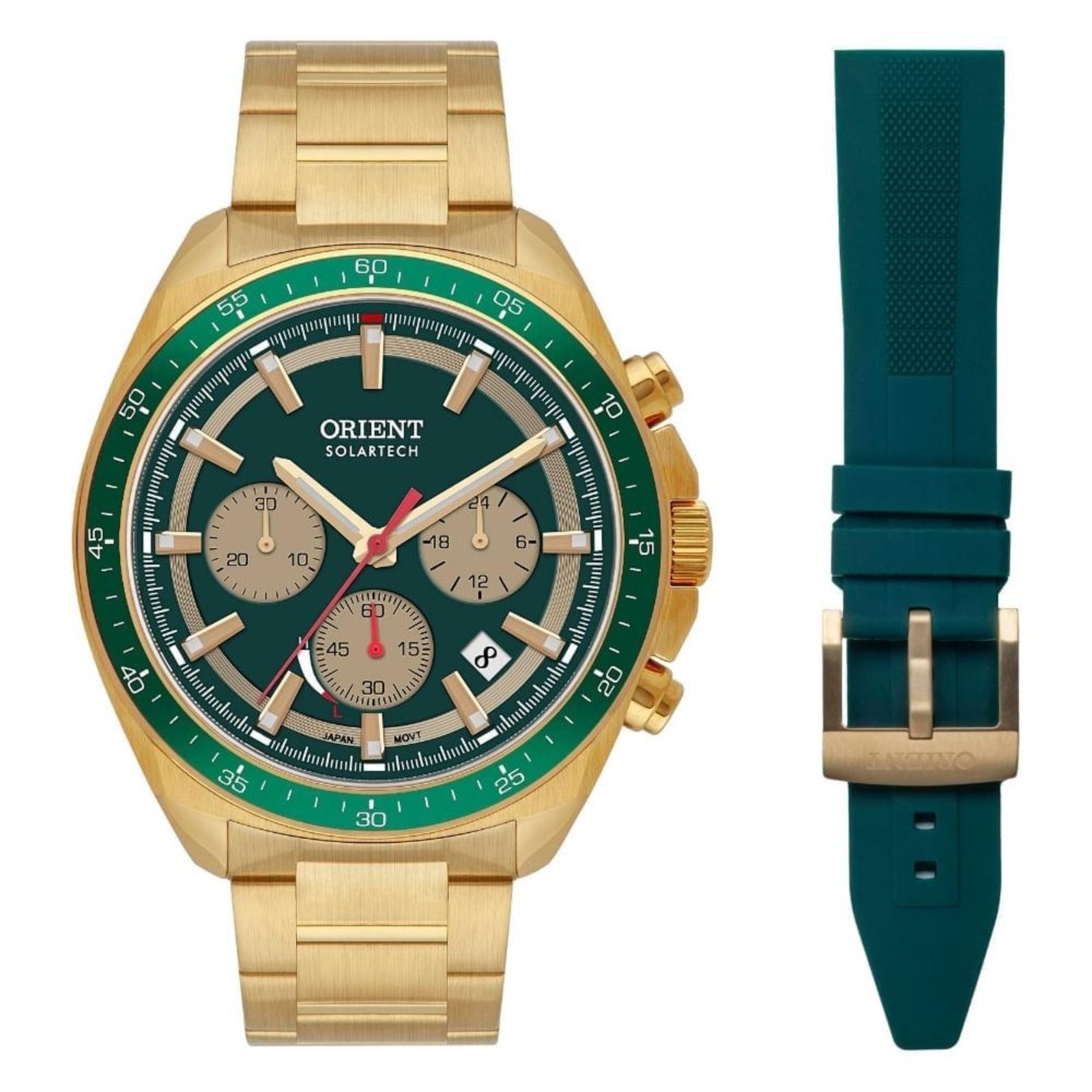Relógio Masculino Orient Solartech Pulseira Extra Exclusivo Verde