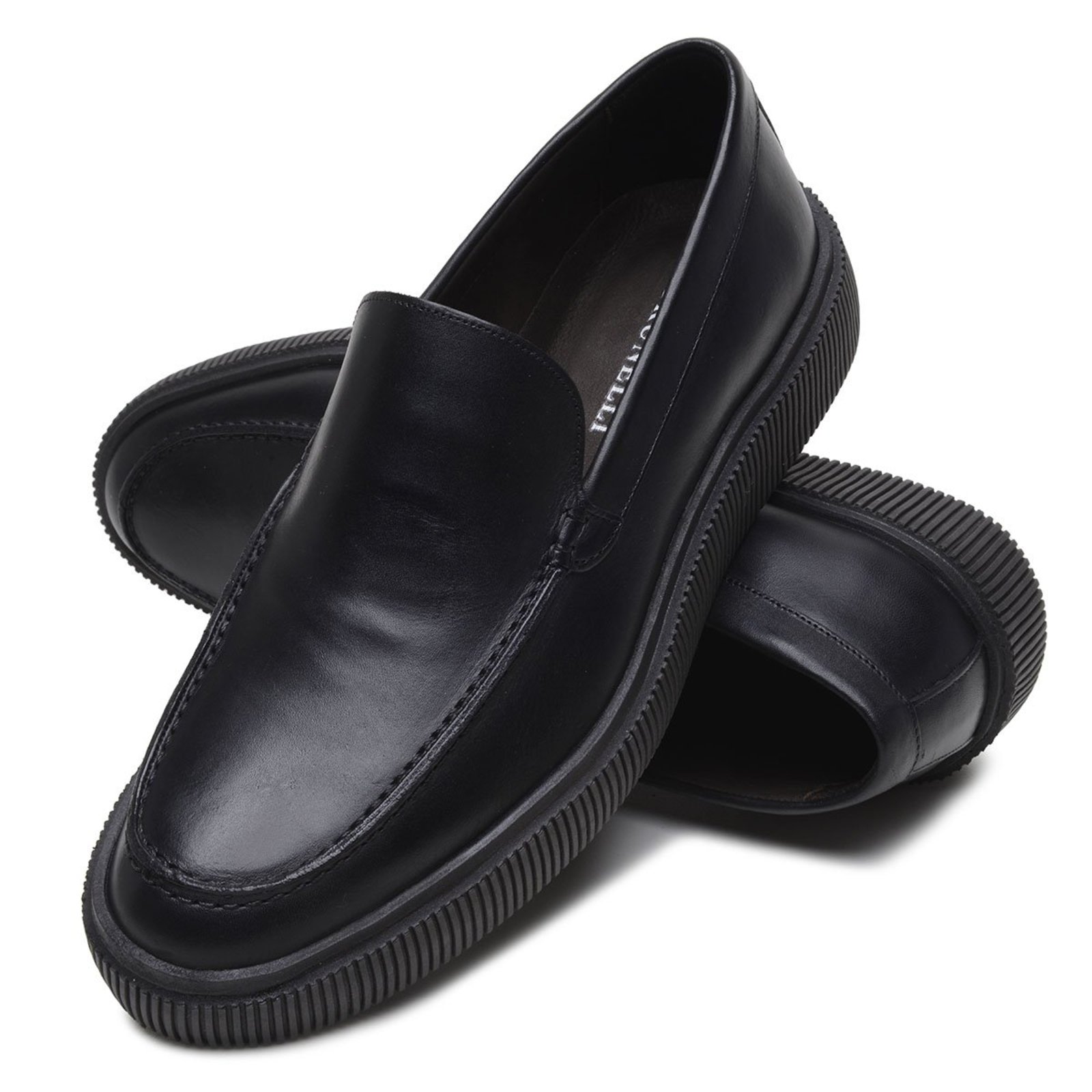 Sapato Casual Masculino Anna Andrade Mocassim Em Couro Slip On Elegante Conforto Preto