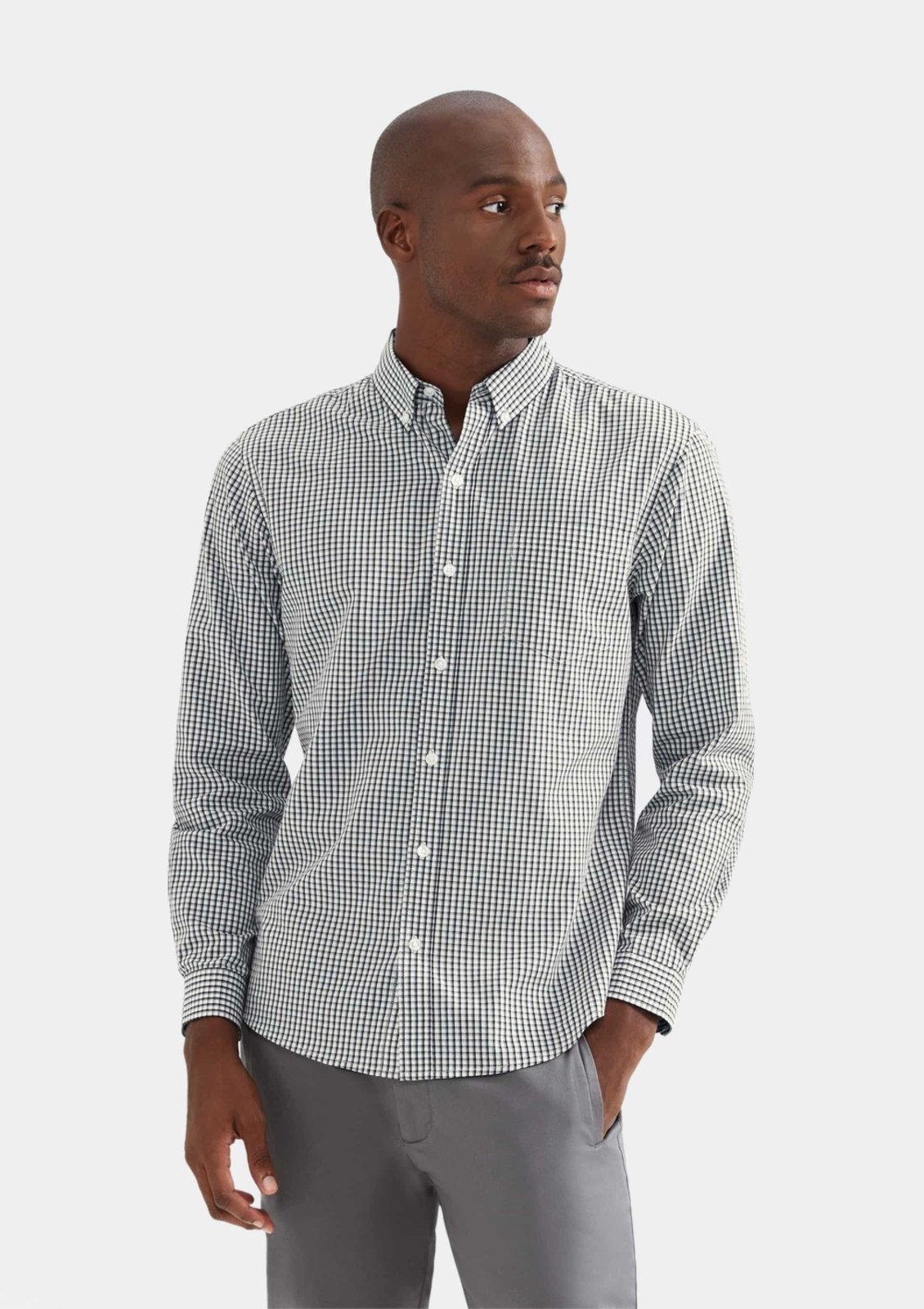 Camisa Básica Masculina Manga Longa Slim Xadrez