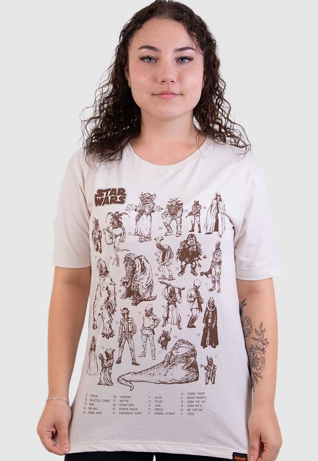 Camiseta Piticas Star Wars Raças da Galáxia Areia