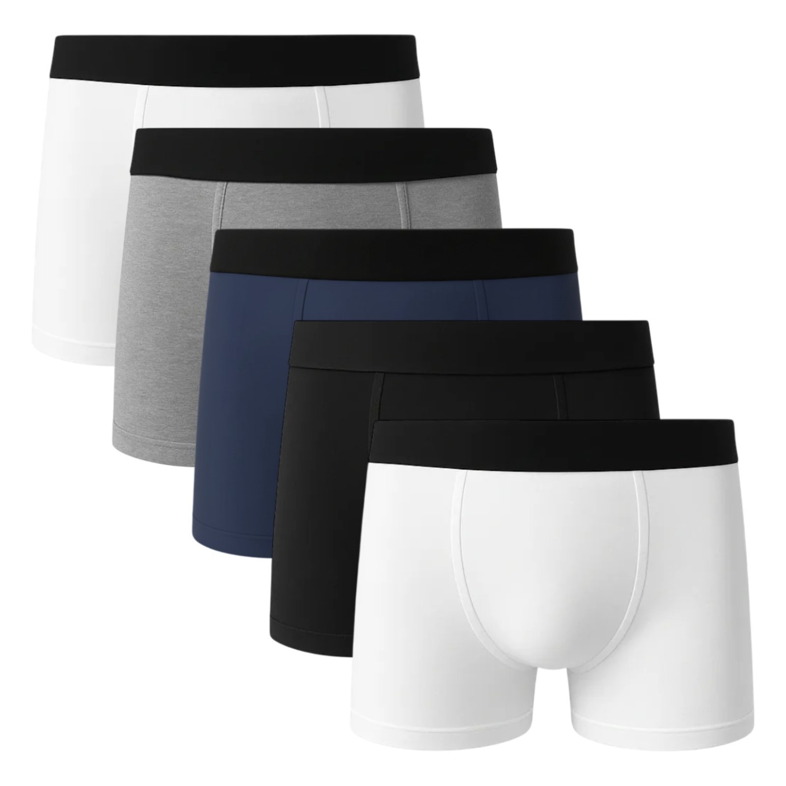 Vista 2 Kit 5 Cuecas Boxer Basic Lisa 100% Algodão Masculina Sortido QLC SPORT multicolorido QLC SPORT multicolorido