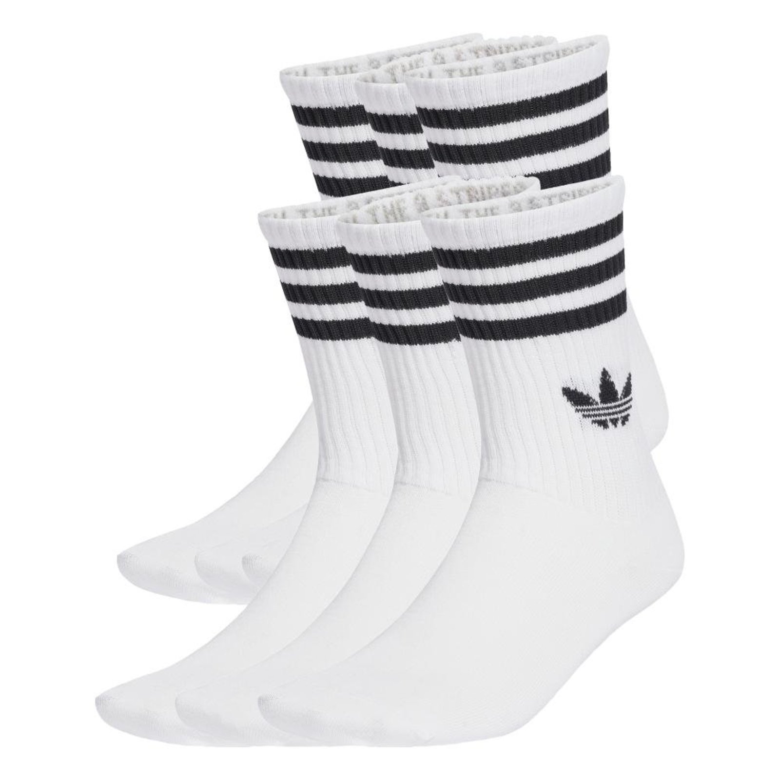 Vista 2 Meias Três Listras Crew 6 Pares adidas Originals adidas Originals branco