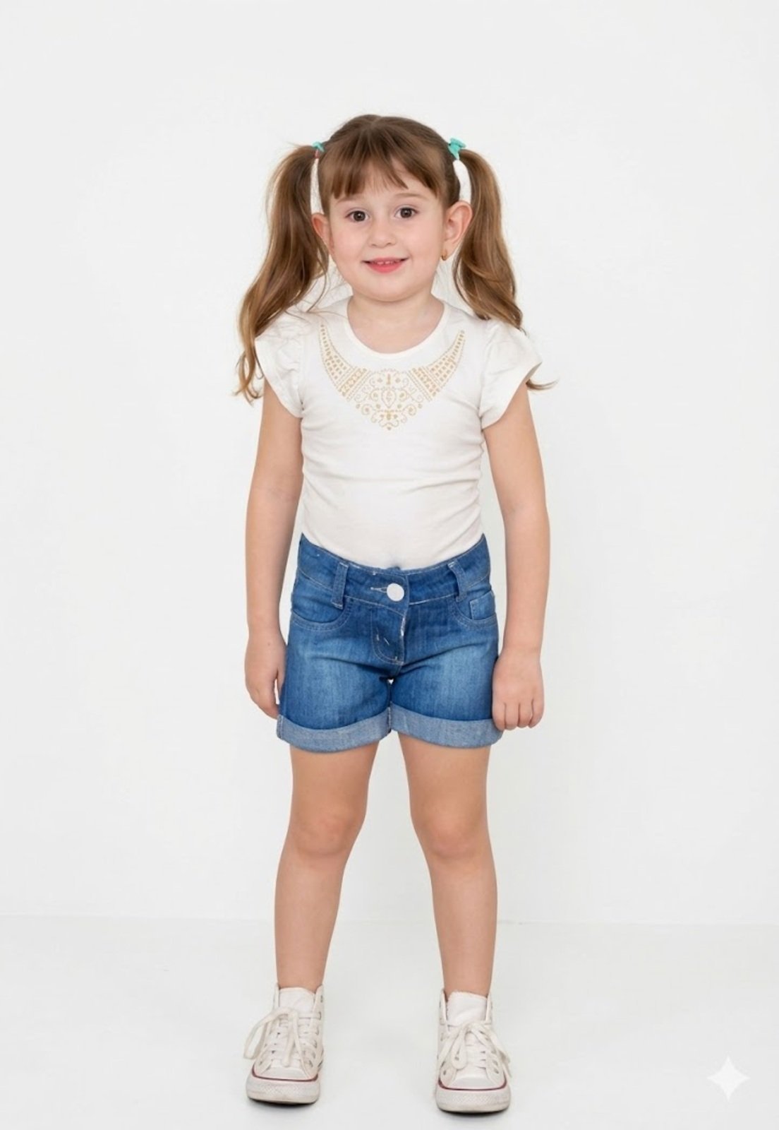 Infantil - Shorts Jeans Juvenil Menina Verão Confortável