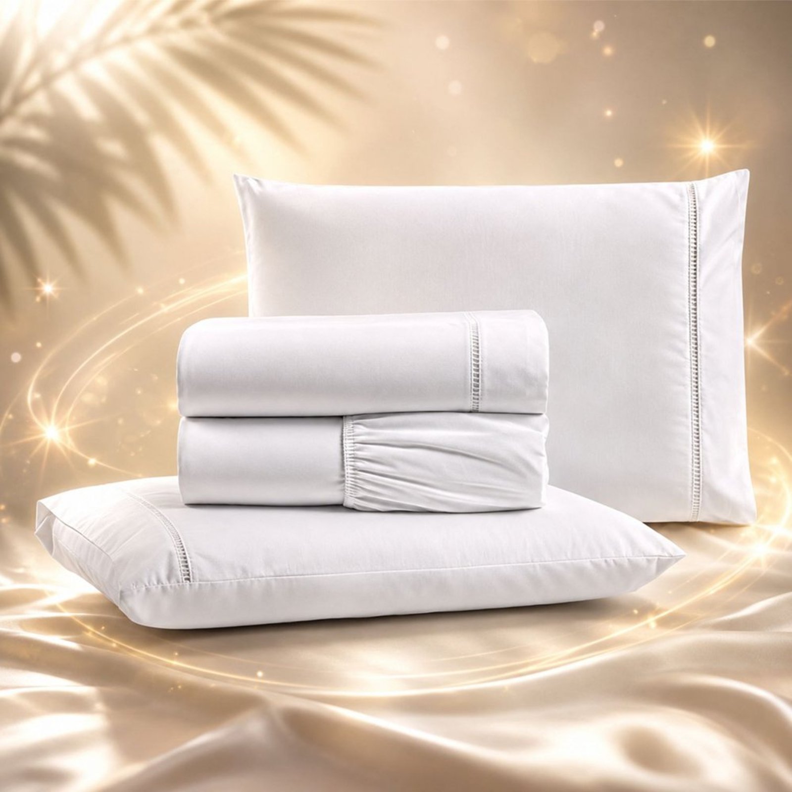 Jogo de Cama Lençol Quality Queen Micropercal 600 fios Macio 4 Peças - Branco