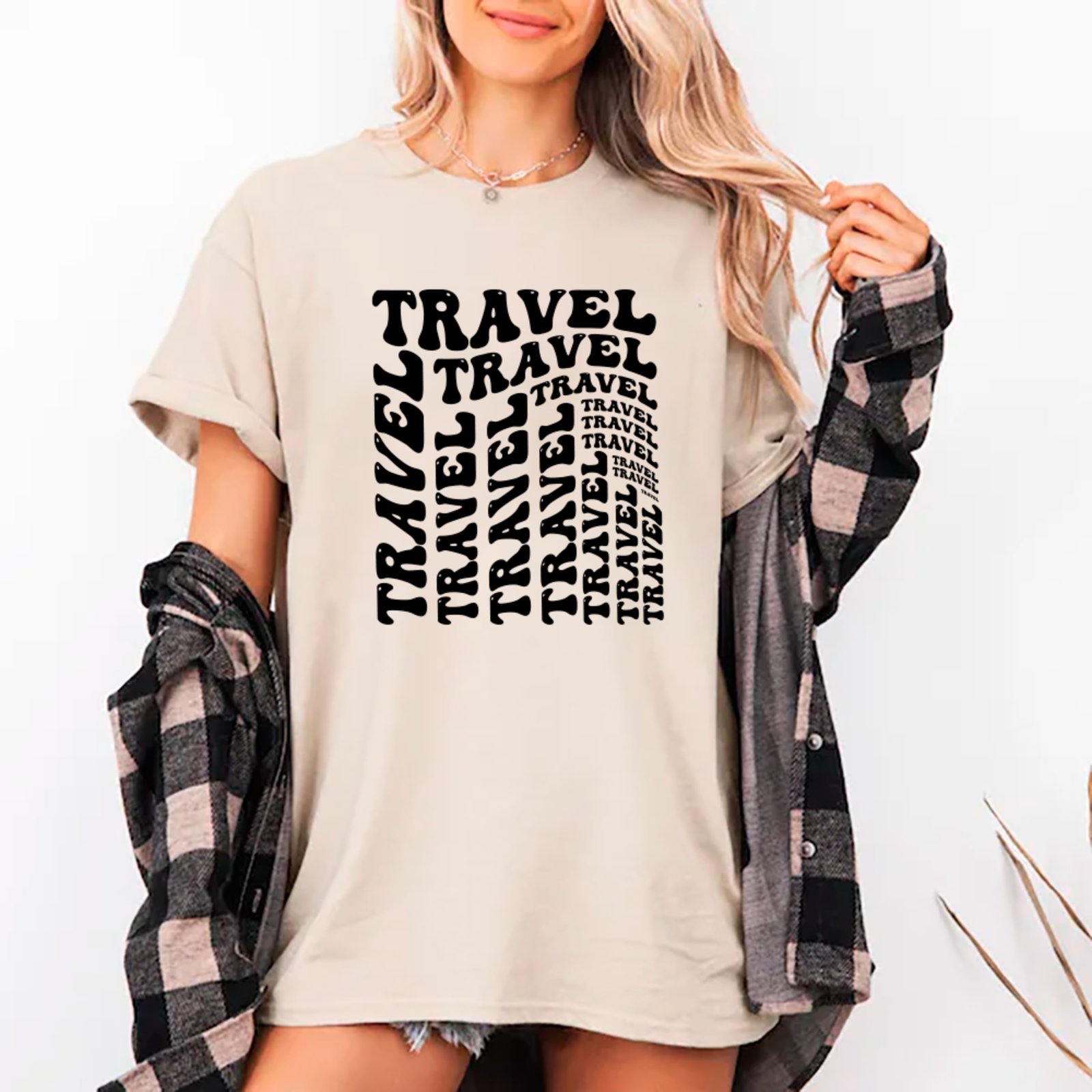 Camiseta Ousy Oversized Travel Estilo Autêntico Streetwear Unissex Off White