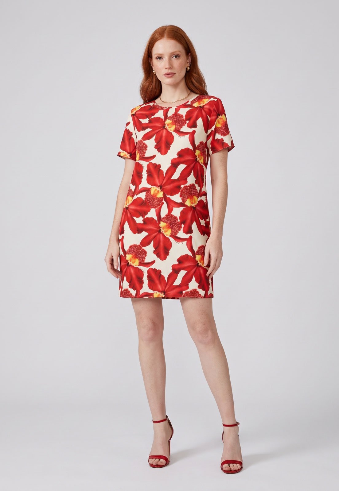Vestido Lança Perfume Estampa Floral Vermelho