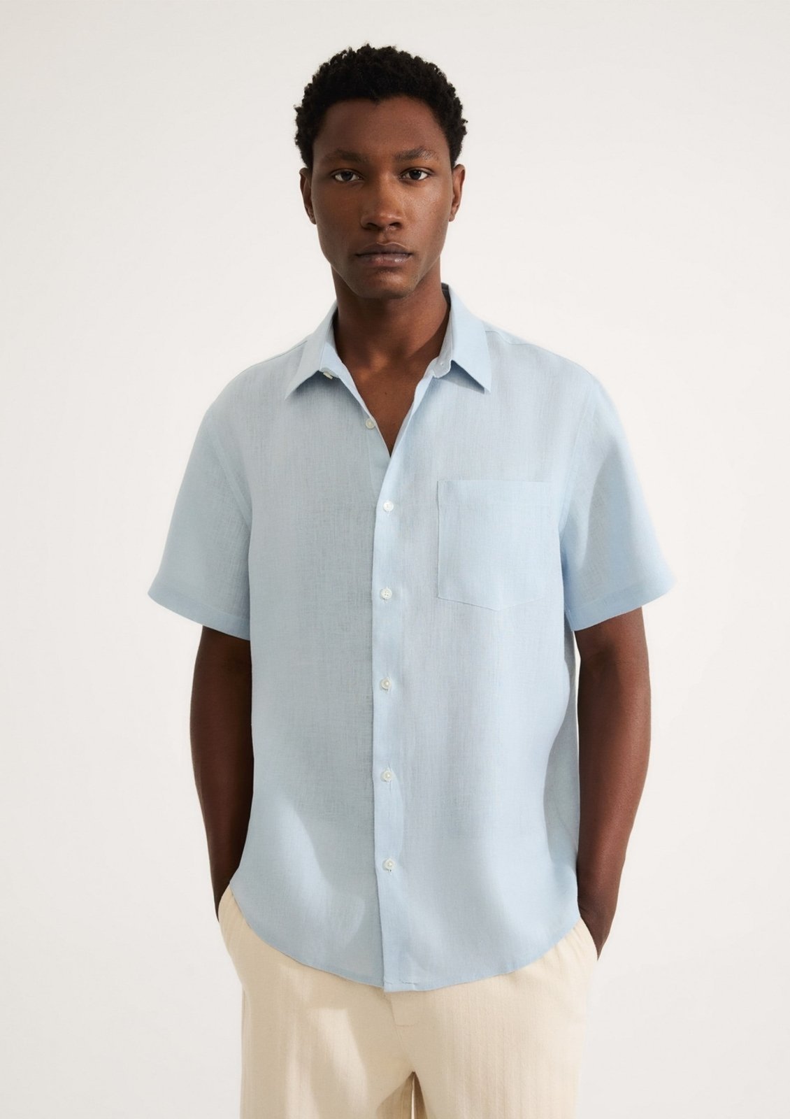 Camisa Masculina Manga Curta Em Linho Hering